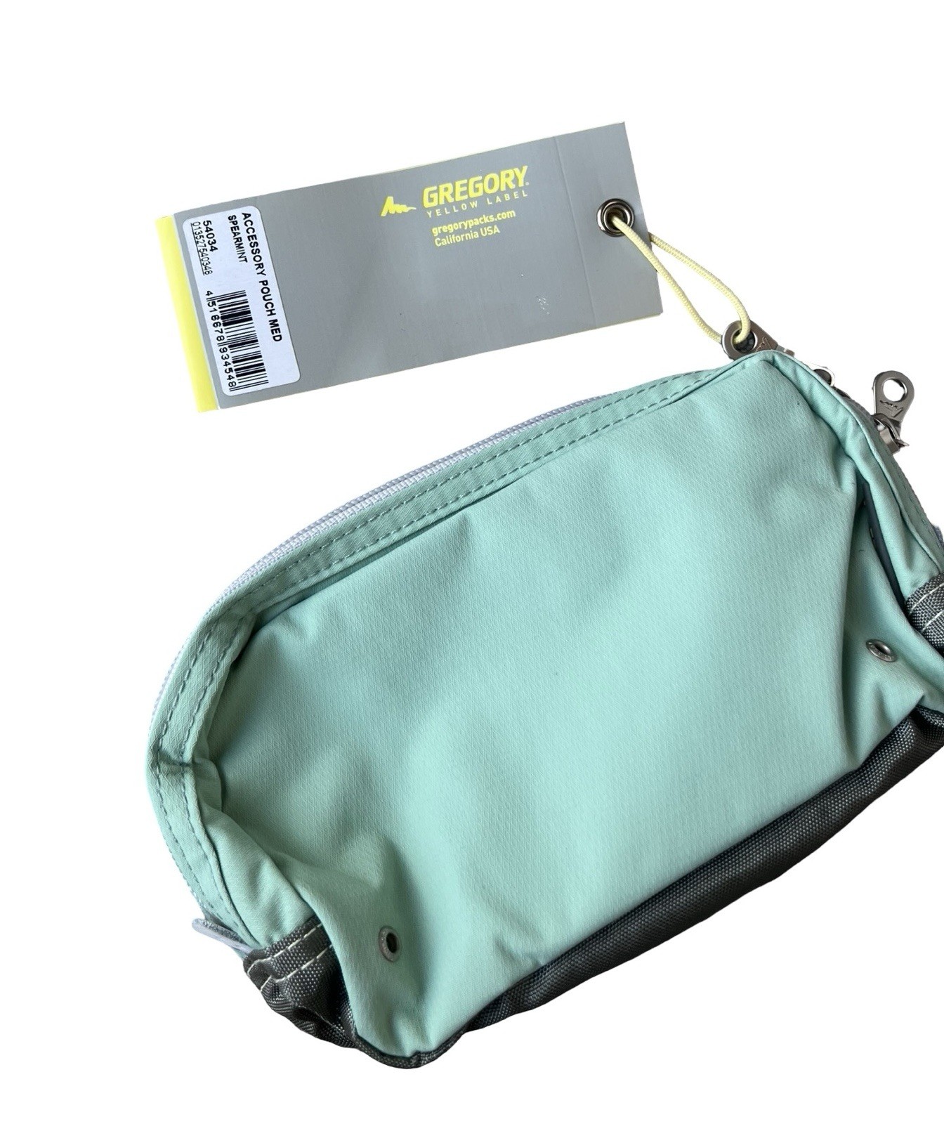 Gregory Yellow Label Accessory Pouch Medium Mint Green Zip Travel Organizer NWT