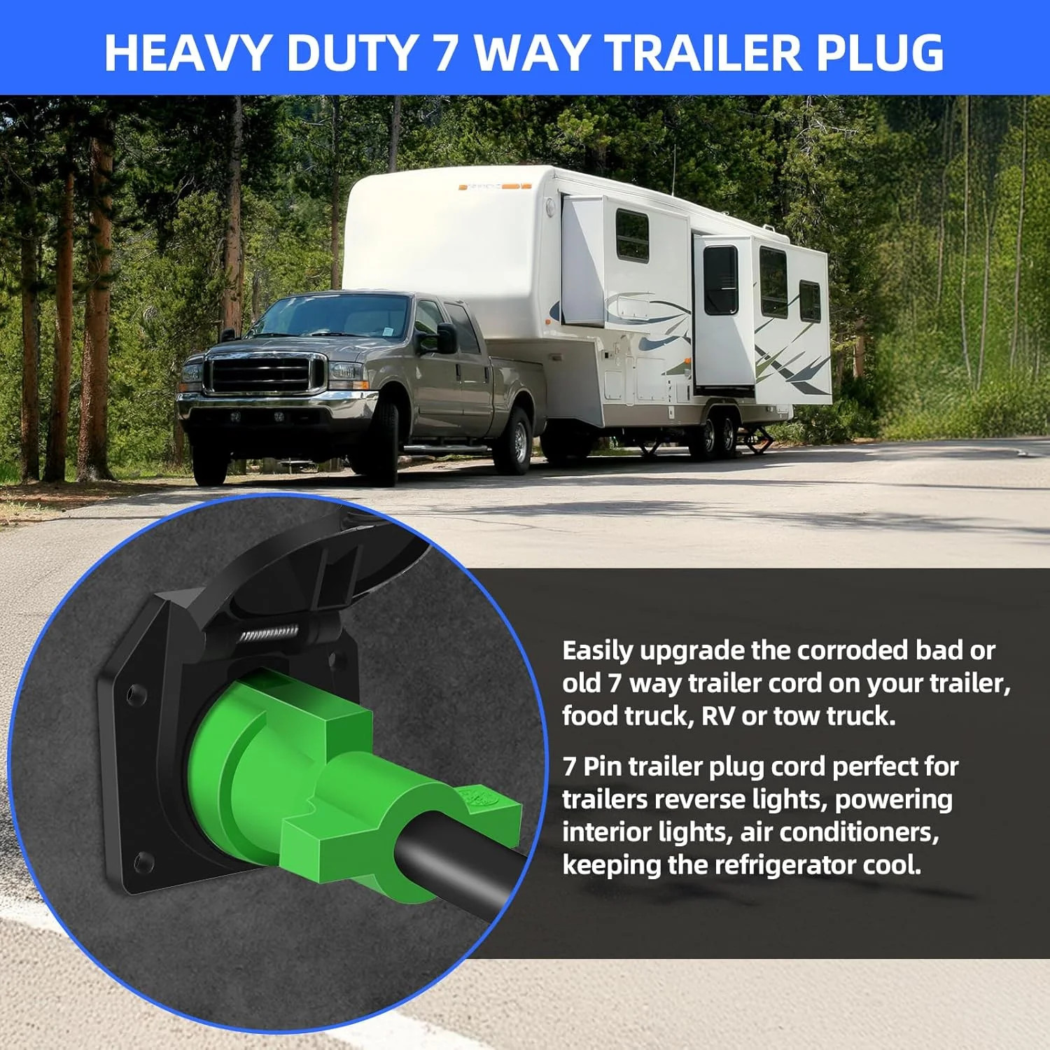 4 FT 7 Pin Trailer Plug 7 Way Trailer Plug 7 Pin Trailer Wiring-7Way-4FT