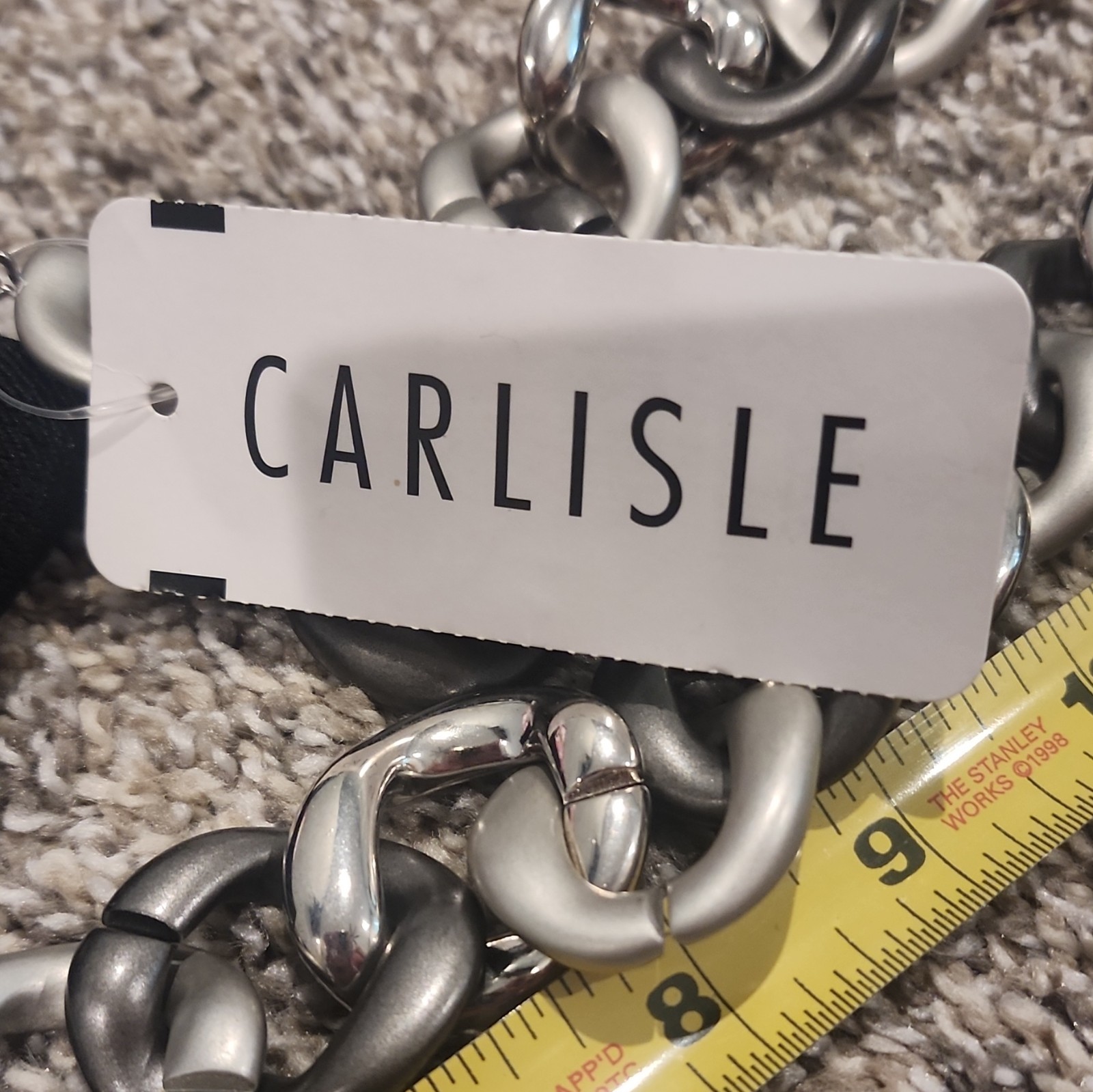Carlisle Women’s belt Link Chain Silver/Gray Metal Italy 40 inches