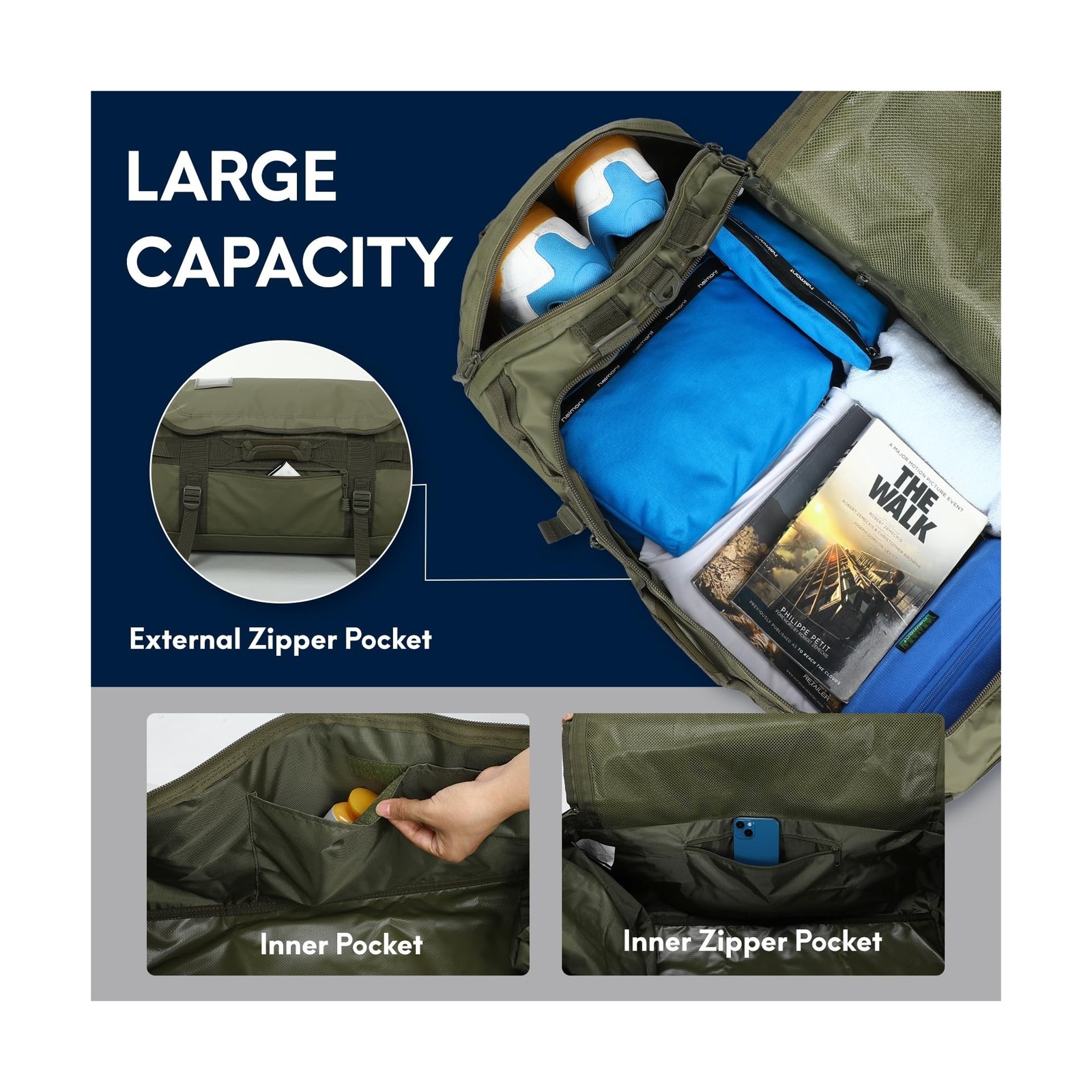 Haimont Large Duffle Backpack Bag for Men Travel, Heavy Duty Duffel… Fast Ship