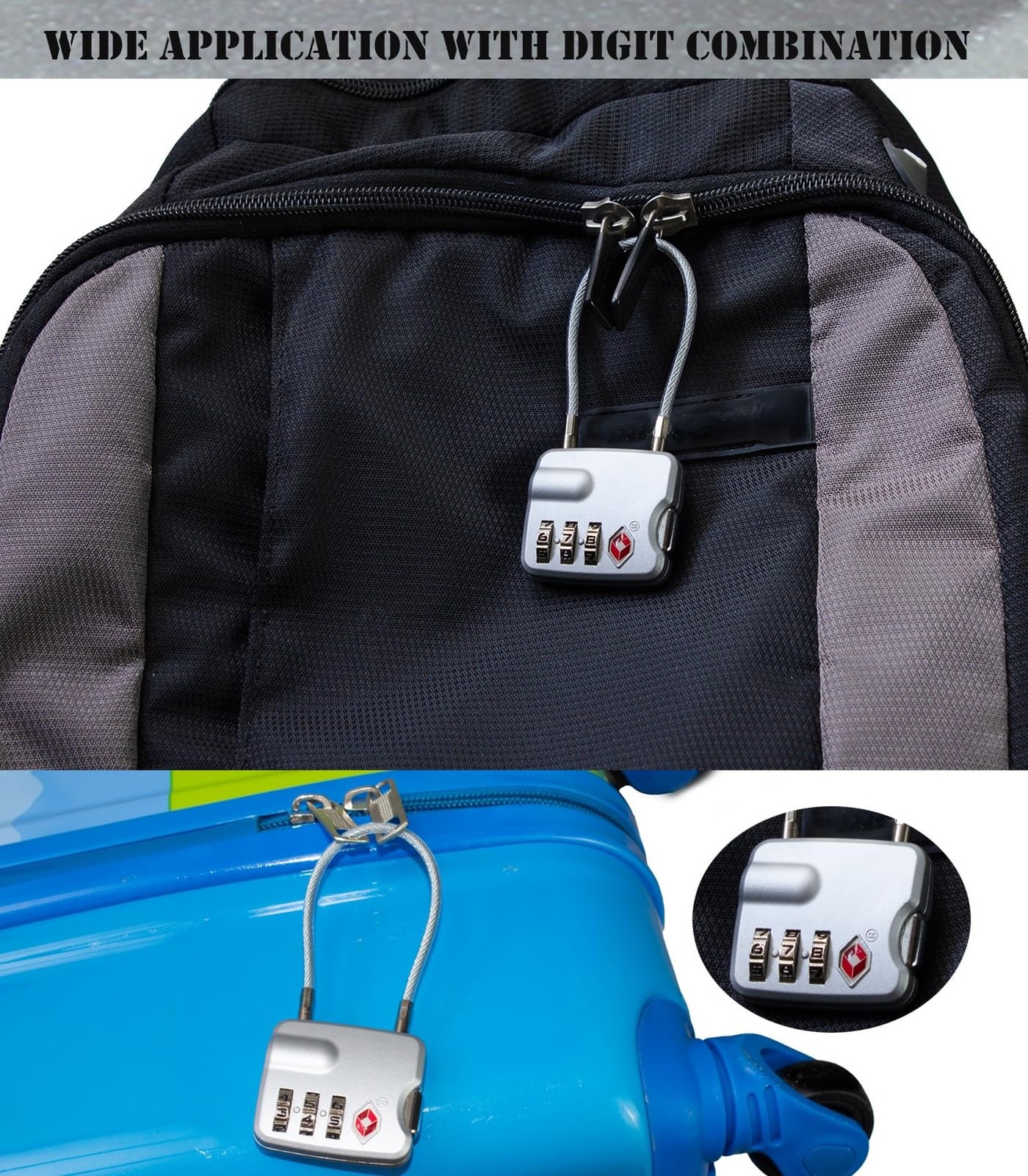 4 Pack TSA Approved Luggage Lock for Suitcases, Backpack, and Baggage with Zi…