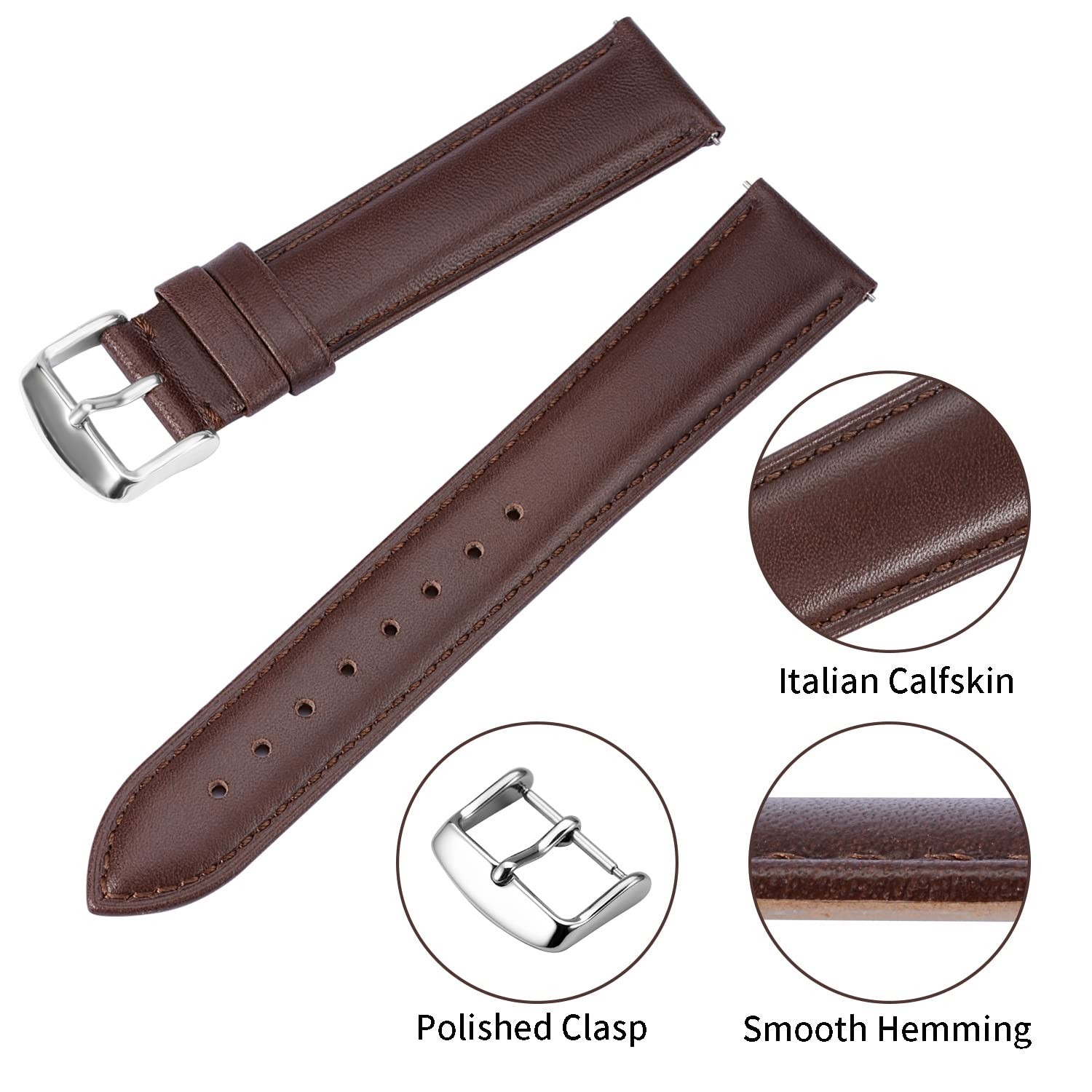 TStrap Leather Watch Band Men – Brown Quick Release Watch Strap for Women Rep…