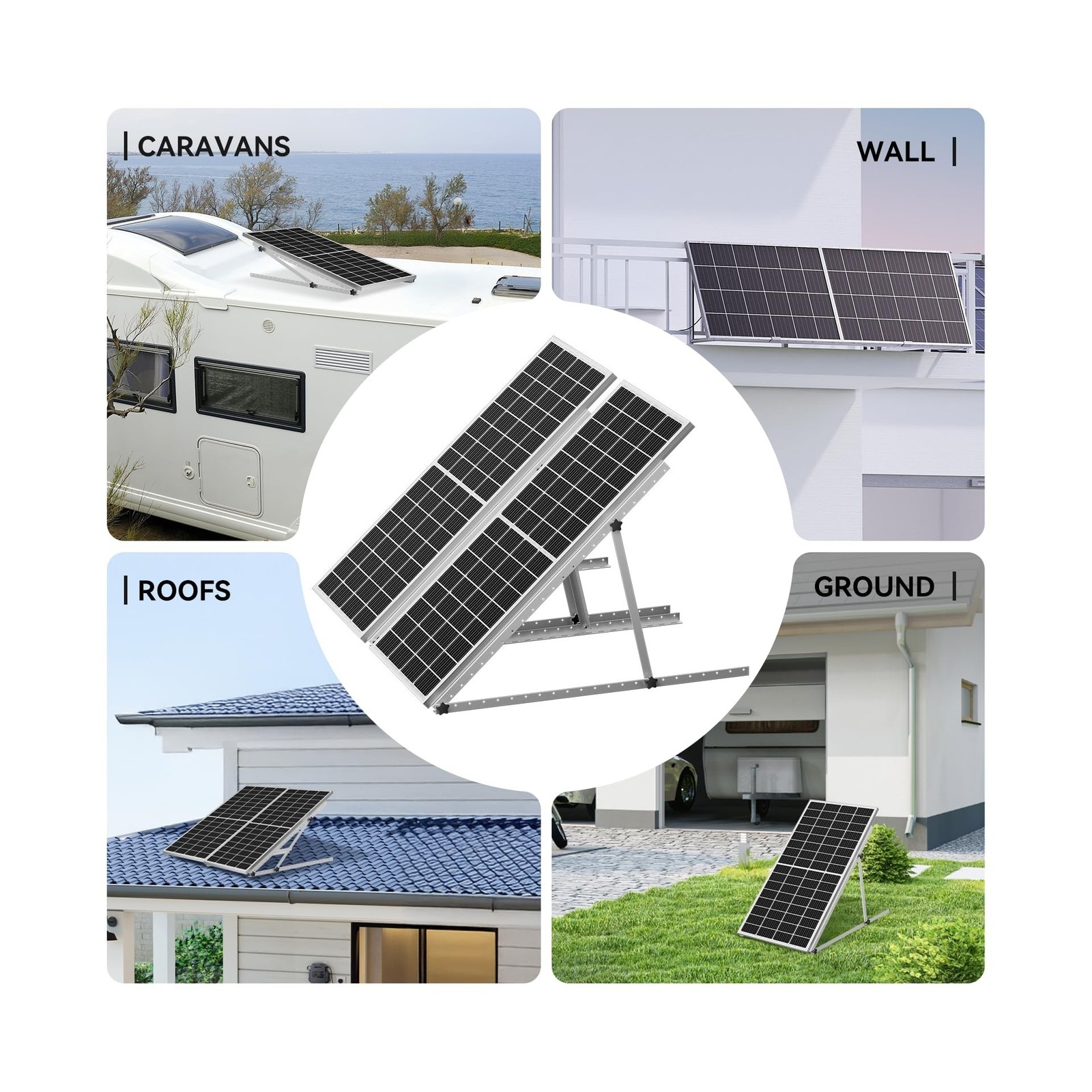 Upgraded 47in 4 Sets Adjustable Solar Panel Tilt Mount Brackets, Foldable Til…