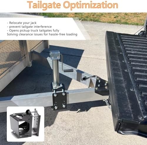 Trailer Jack Relocation Kit, Heavy Duty Side Mount Bracket for A-Frame & Electri