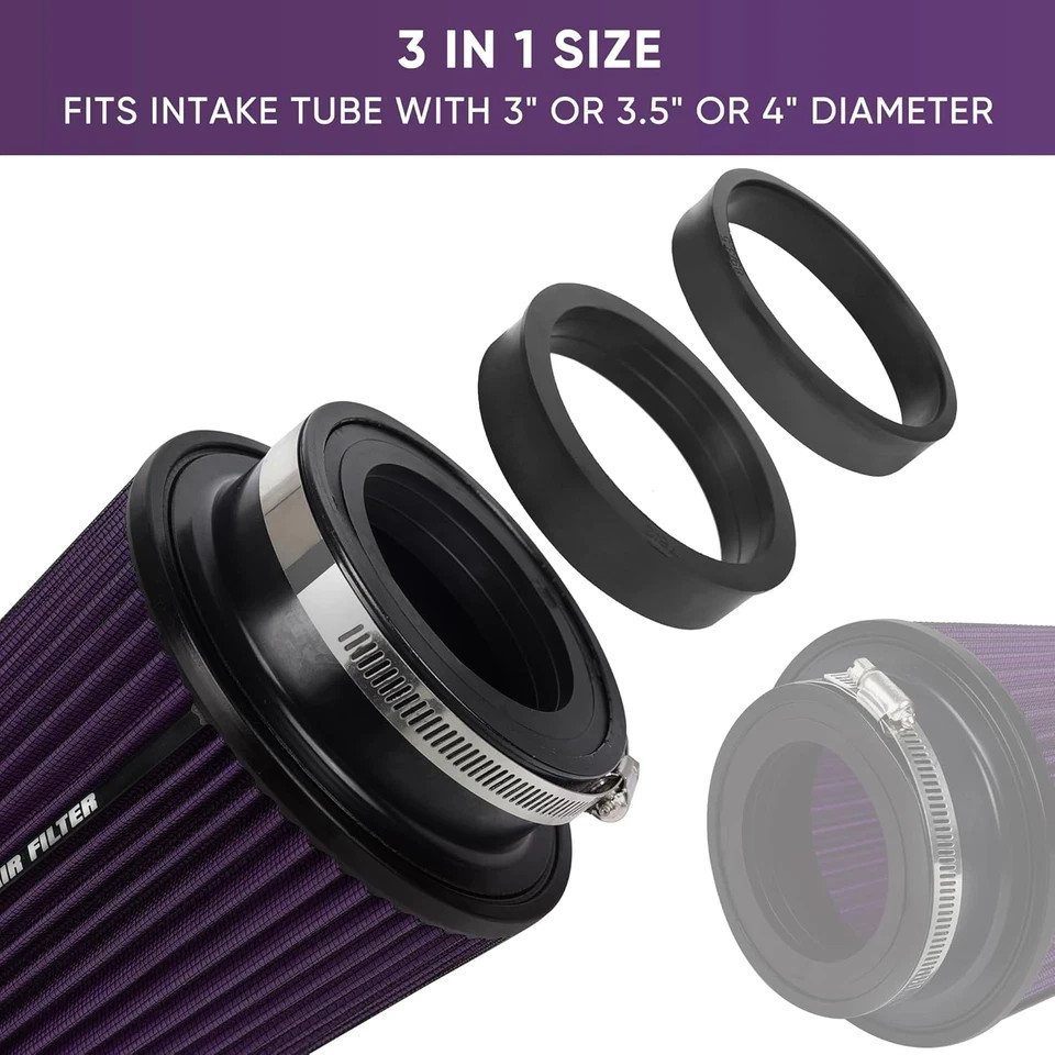 3 3.5 4 Inches Cold Air Intake Filter 76Mm 89Mm 101Mm High Performance Washable