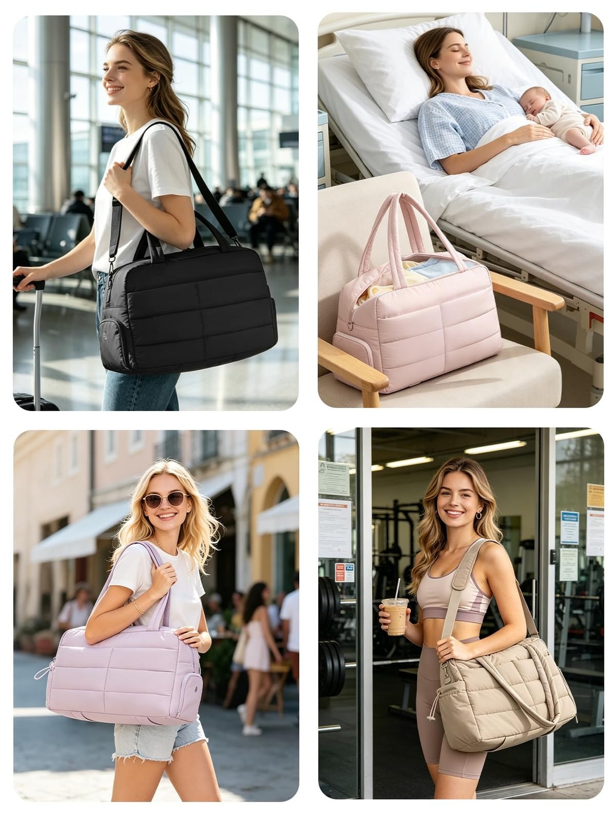 Gitus Carry On Duffle Gym Bag for Women Puffer Weekender Overnight Duffel Bag…