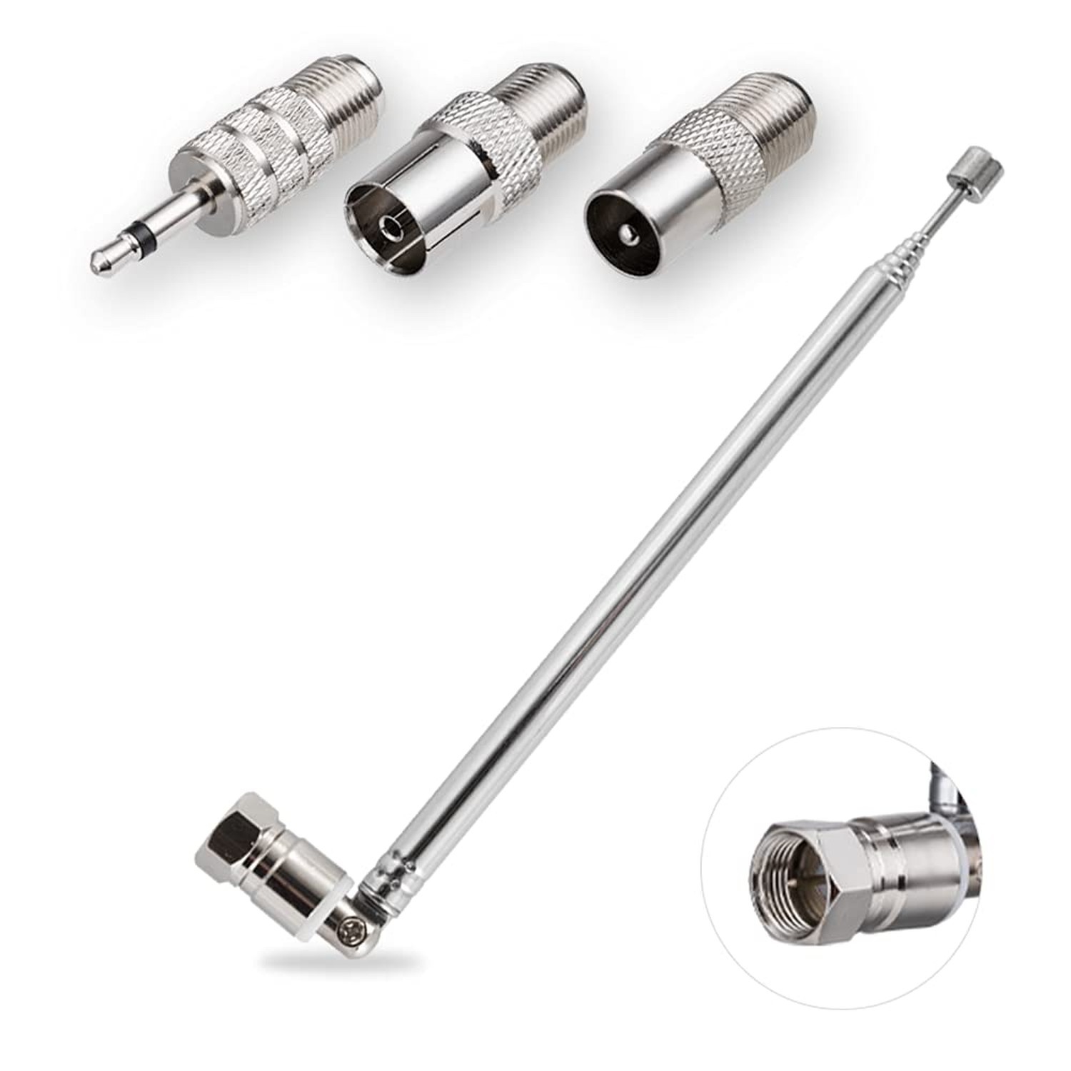 FM Telescopic Radio Antenna Kit 75 Ohm F Type Male Connector,DAB Radio Antenn…