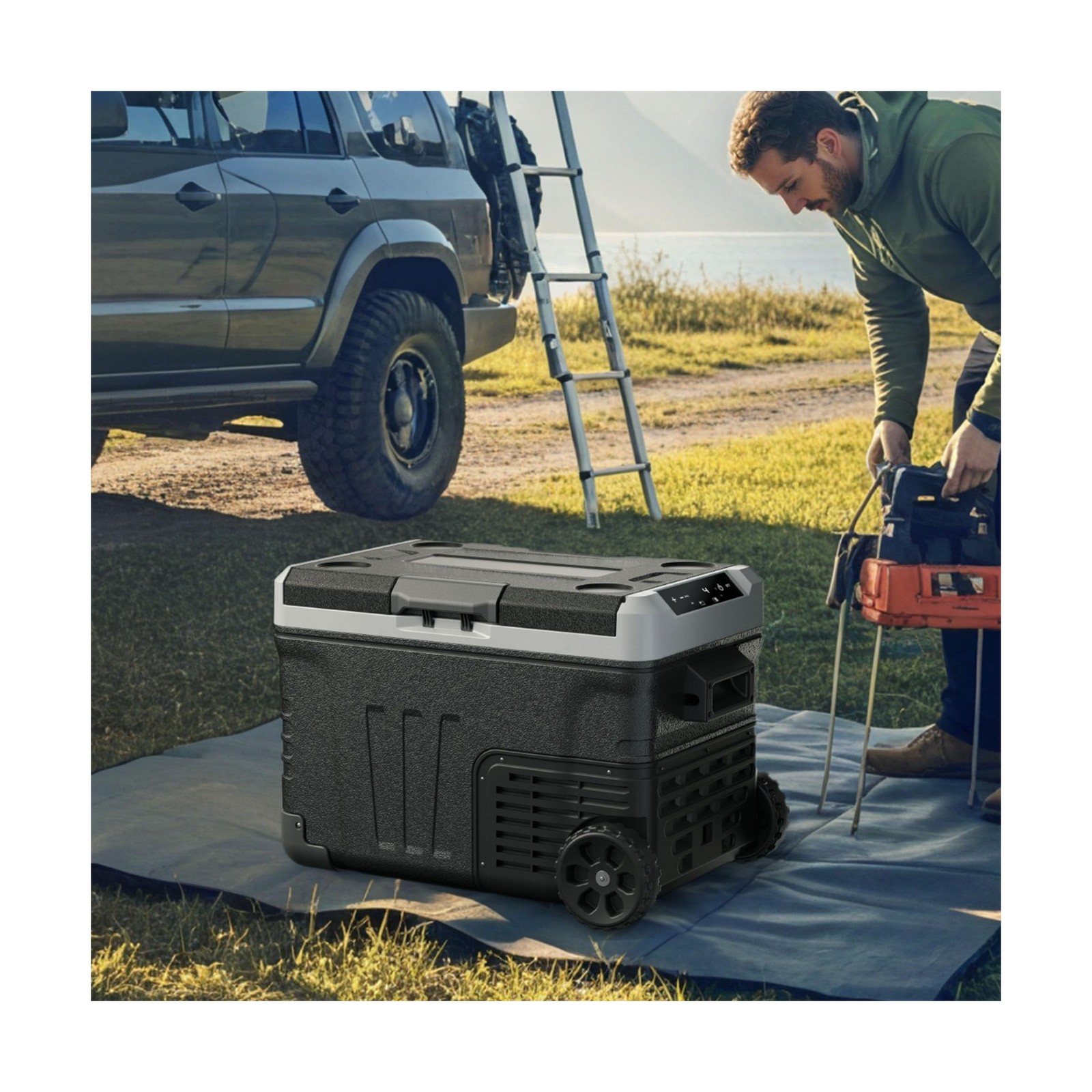 EUHOMY 12 Volt Refrigerator, 53QT(50L) Electric Cooler, Portable Freezer 12V/…