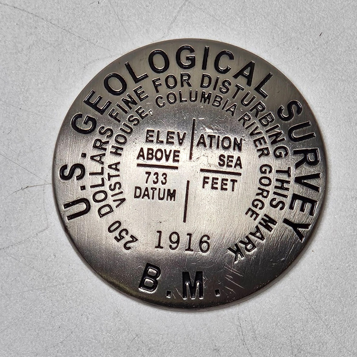 U.S. Geological Survey Benchmark Replica Vista House Columbia River Gorge 1916