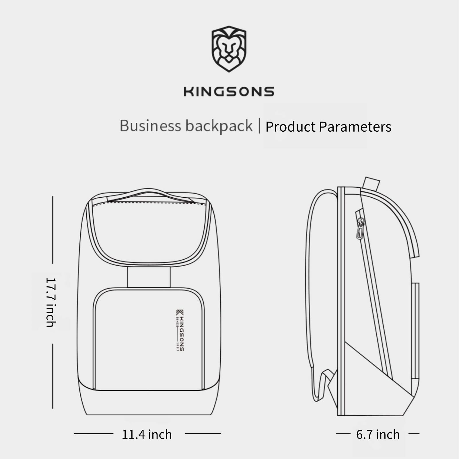 Kingsons Travel Backpack for Men, 19L Black Business Backpack with 15.6 Inch …