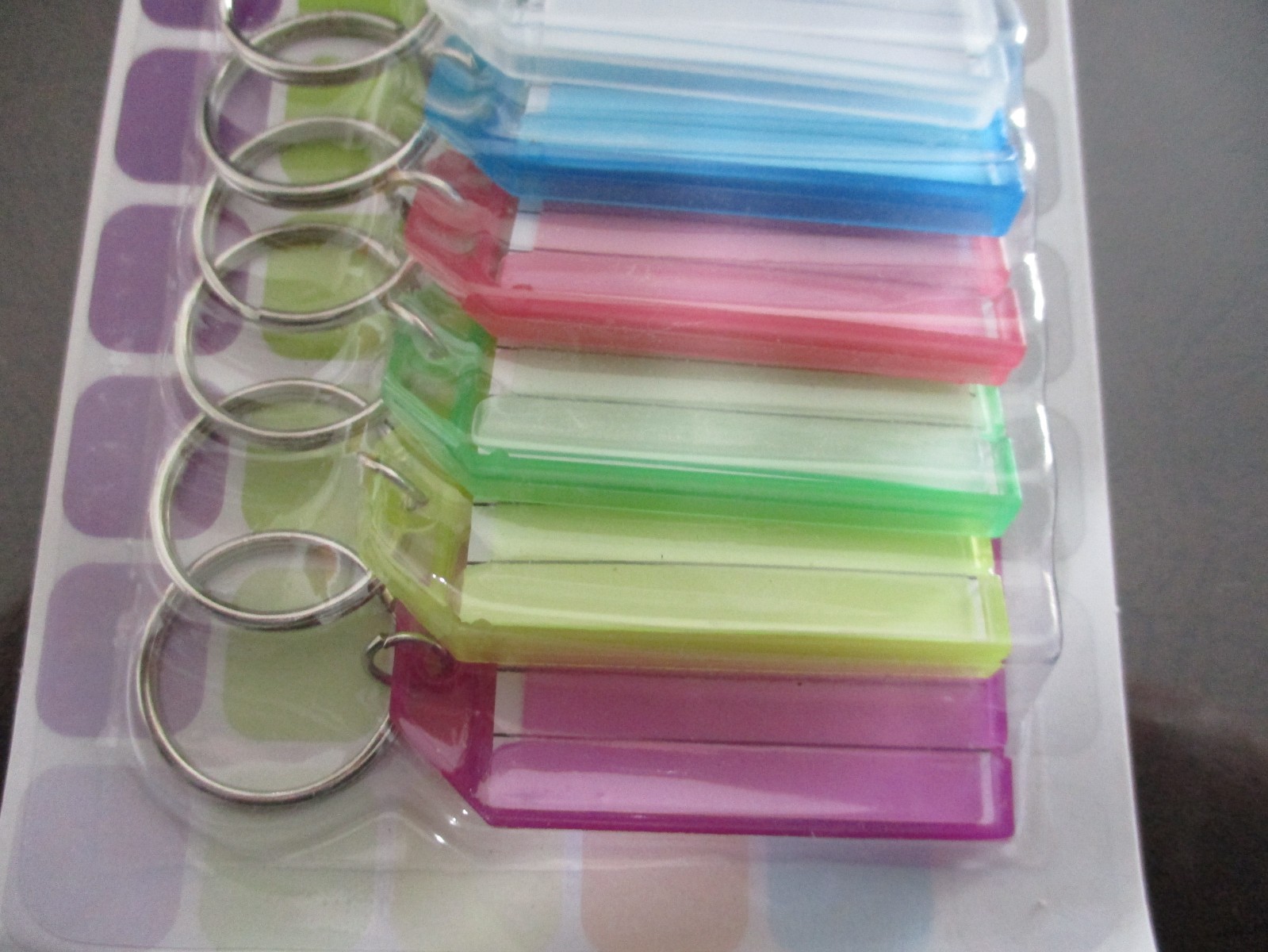 🧳🔑🆔Keychain I.D. Tag🏷 W/ Split Ring Color Coded 6 Pack