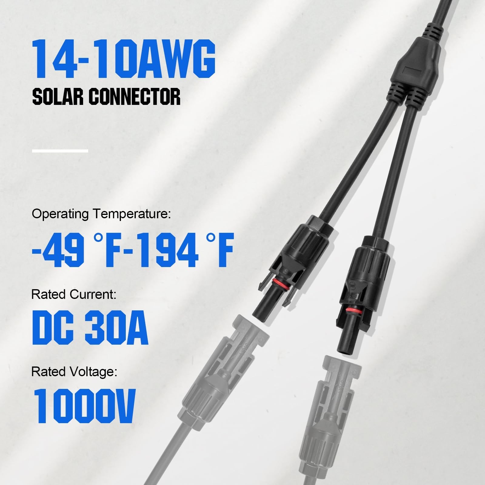 ECO-WORTHY Solar Connectors Y Branch and 20FT 10AWG Solar Extension Cable for…