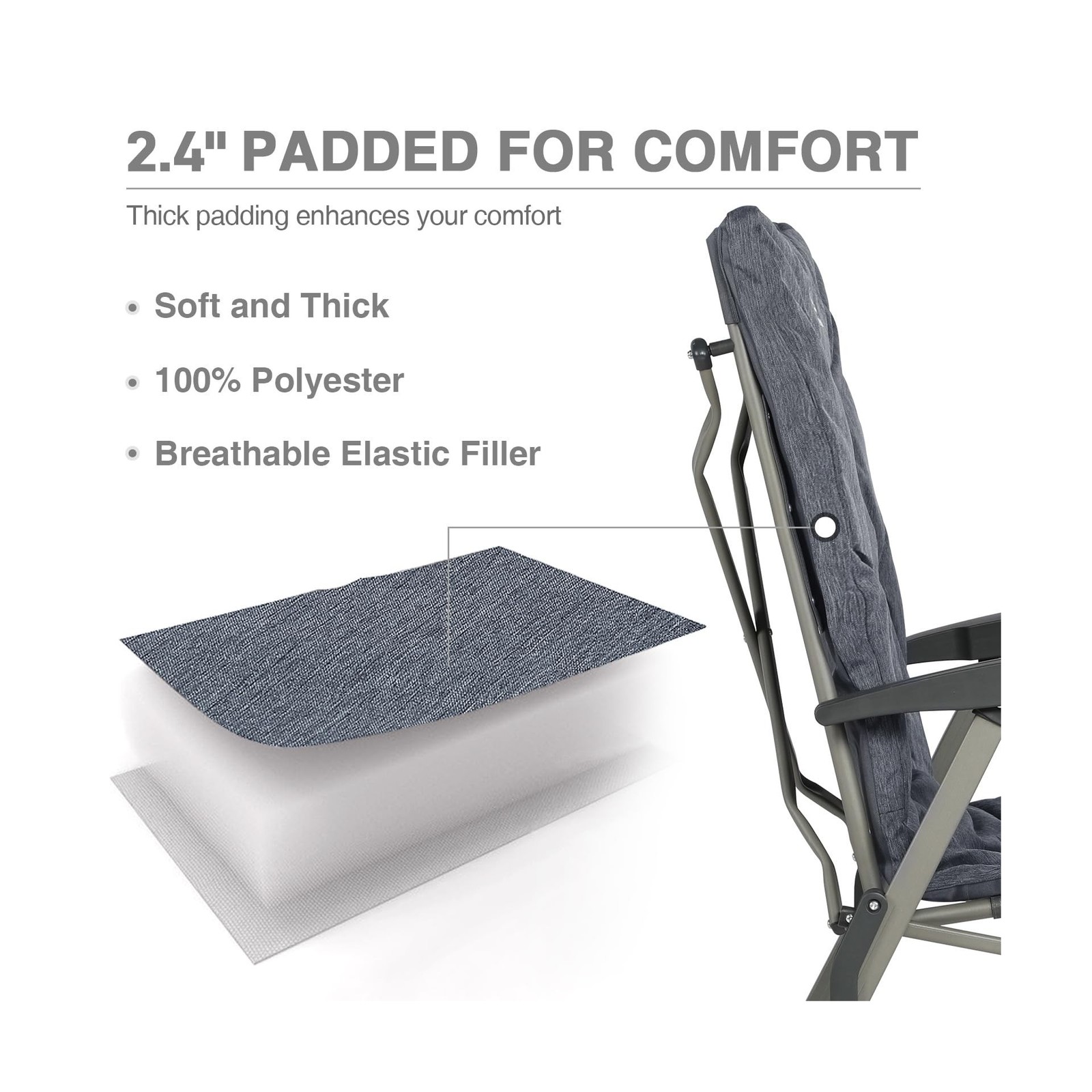 EVER ADVANCED Folding Camping Recliner Chair Fully Padded with Adjustable Hig…
