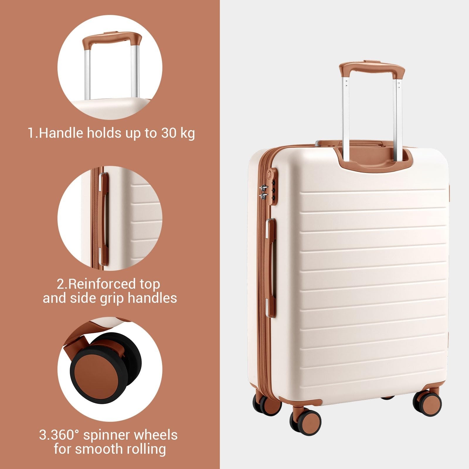 Kono 28 Inch Large Suitcase, Expandable for Long Trips, Impact-Resistant ABS+…