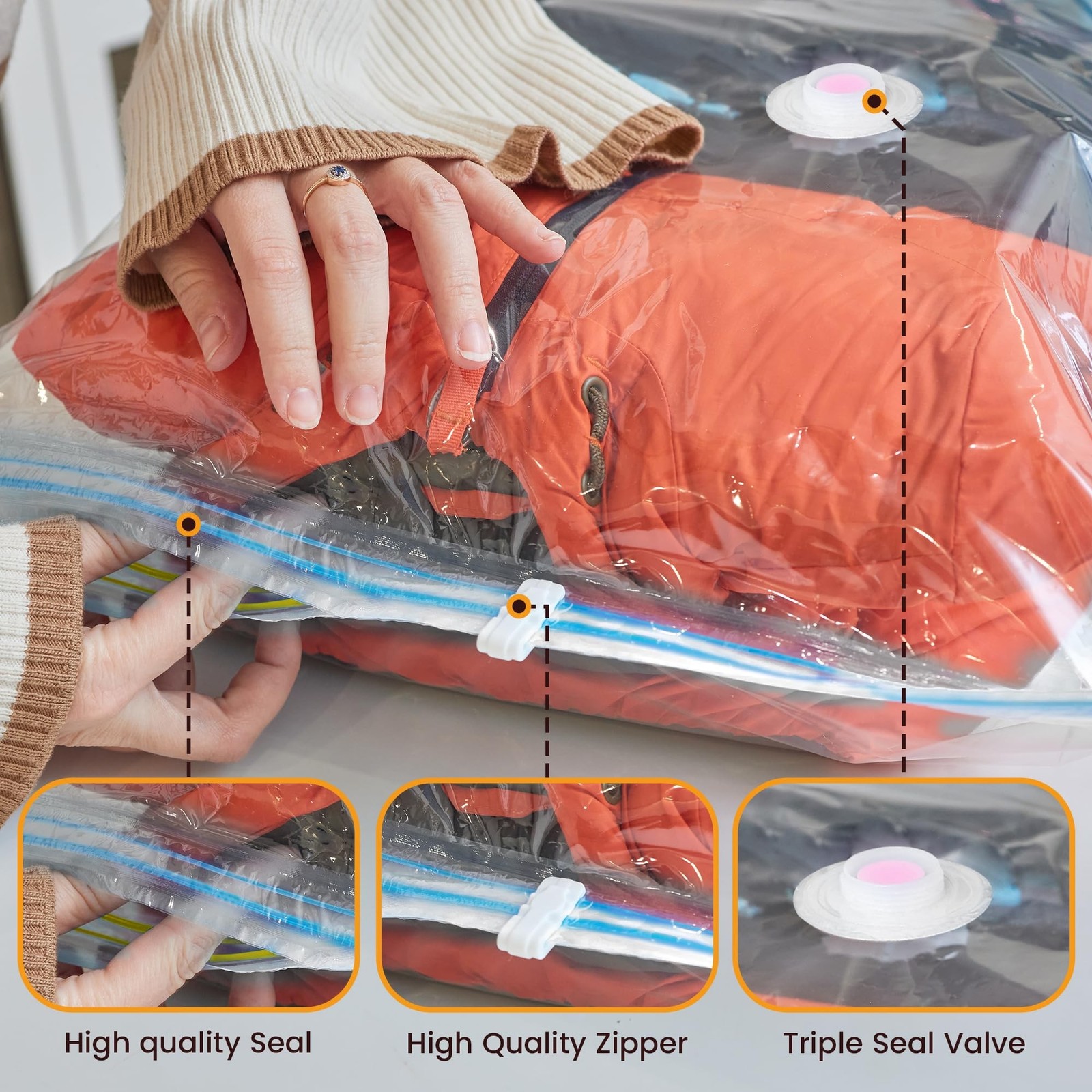 Vacuum Storage Bags,8 pack with Hand Pump .(2 Jumbo,2 Large,2 Medium,2 Small)…