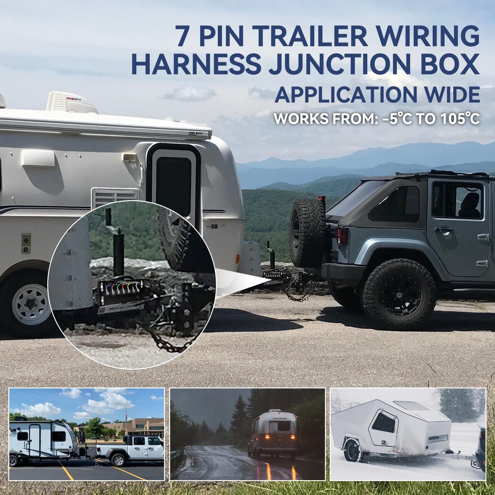 Gubrdfrsod 6 Ft 7 Pin Trailer Wiring Harness With 7 Gang Junction Box Heavy Duty