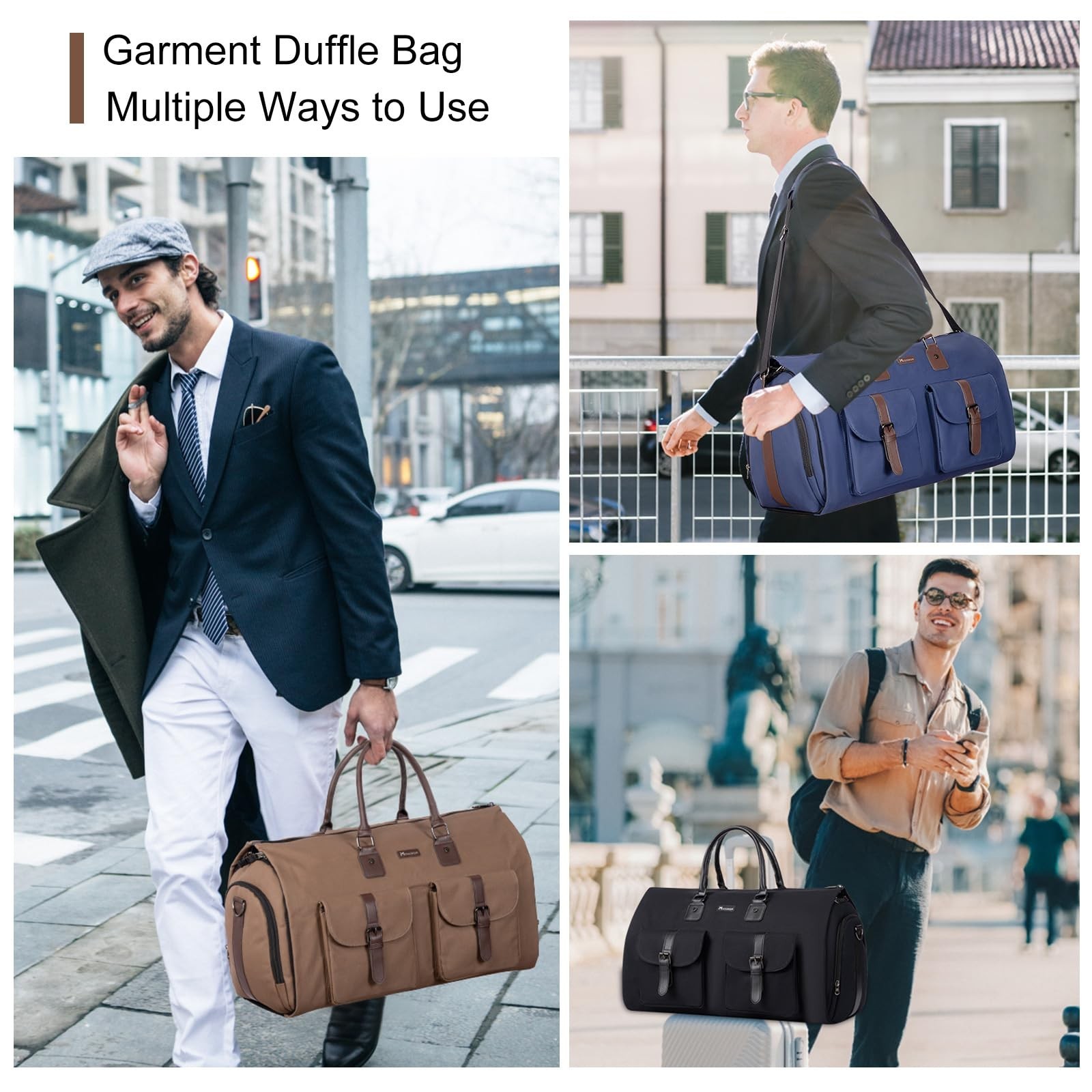 Modoker 2-in-1 Canvas Garment Duffle Travel Bag with Shoulder Strap,Brown | 4…