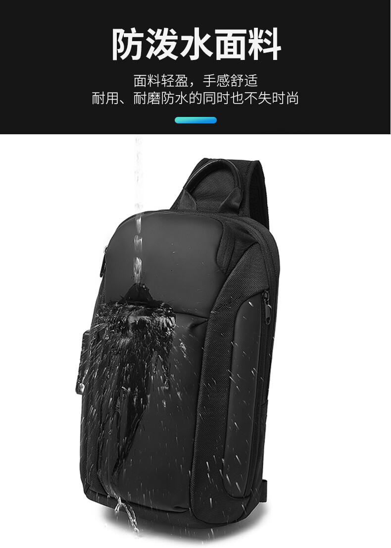 Crossbody bag Men’s shoulder bag TSA combination lock Anti-theft breast bag