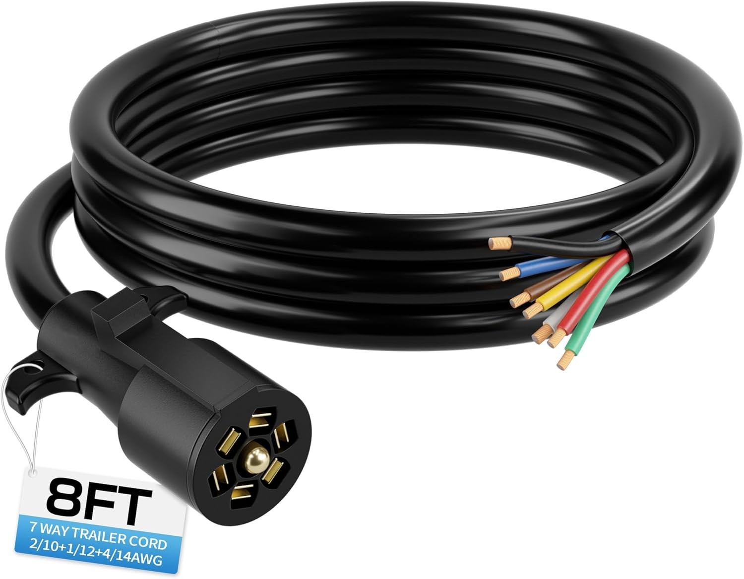 7 Way Trailer Wiring Harness Kit 8 Ft Trailer Cord With 7 Pin Trailer P