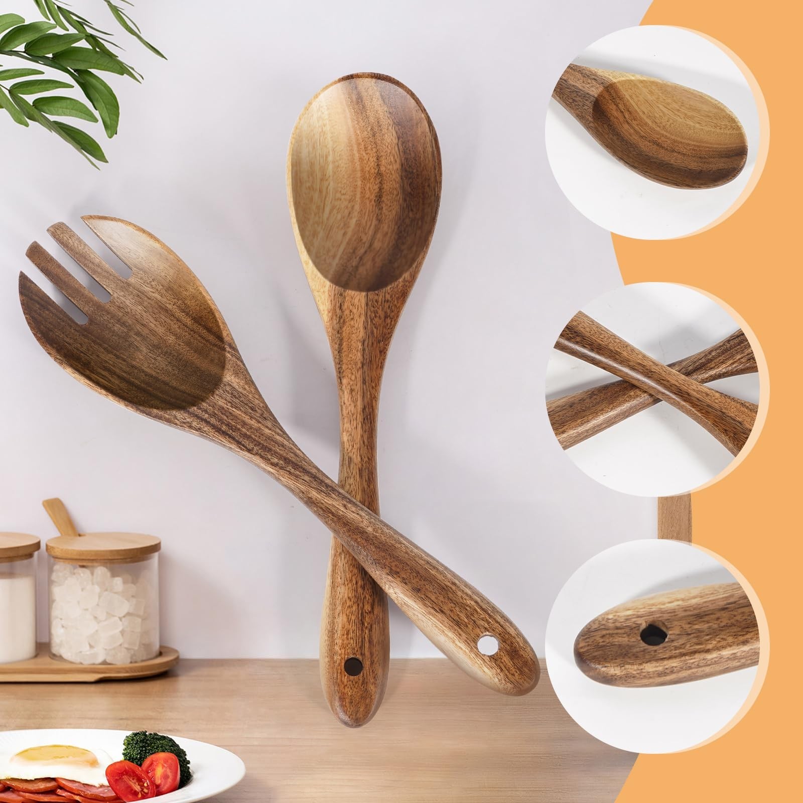 Salad Tongs, Wooden Spoons, Salad Tongs for Serving, 10-inch Serving Utensils…