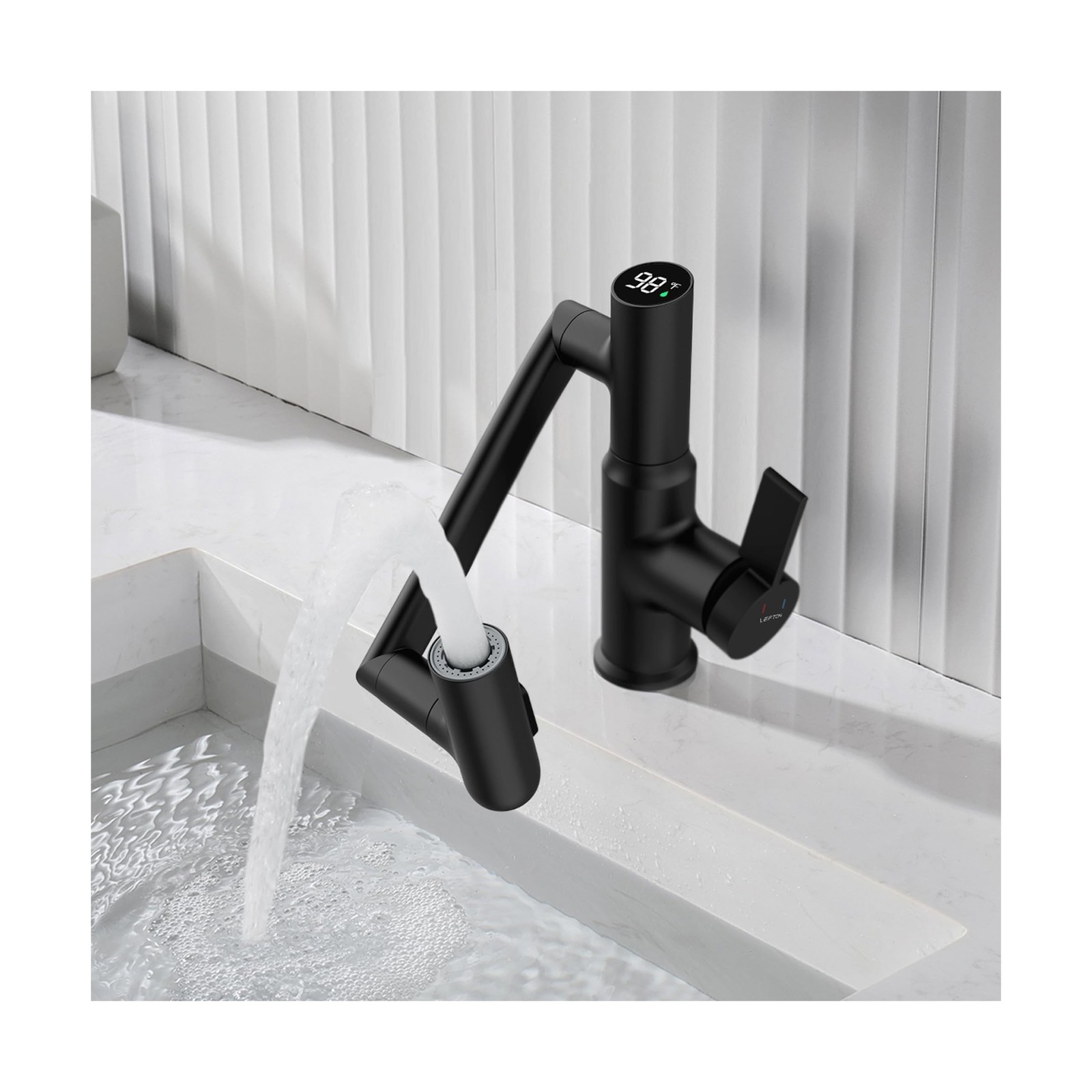 Lefton Rotatable Bathroom Faucet BF2204 with Pop-up Bathroom Sink Drain Stopp…