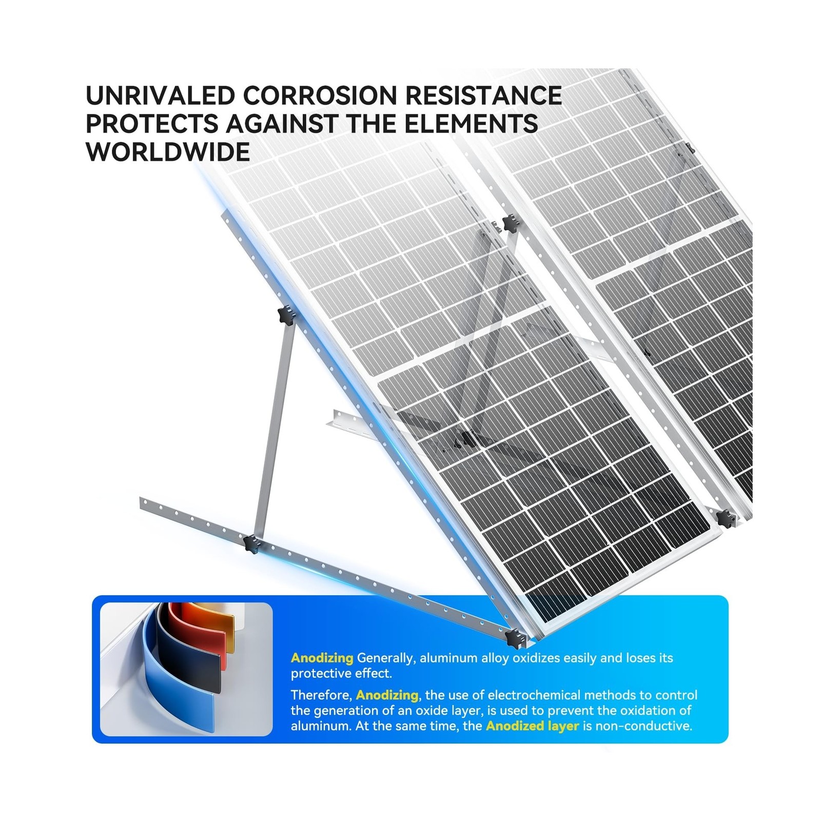 Upgraded 47in 4 Sets Adjustable Solar Panel Tilt Mount Brackets, Foldable Til…