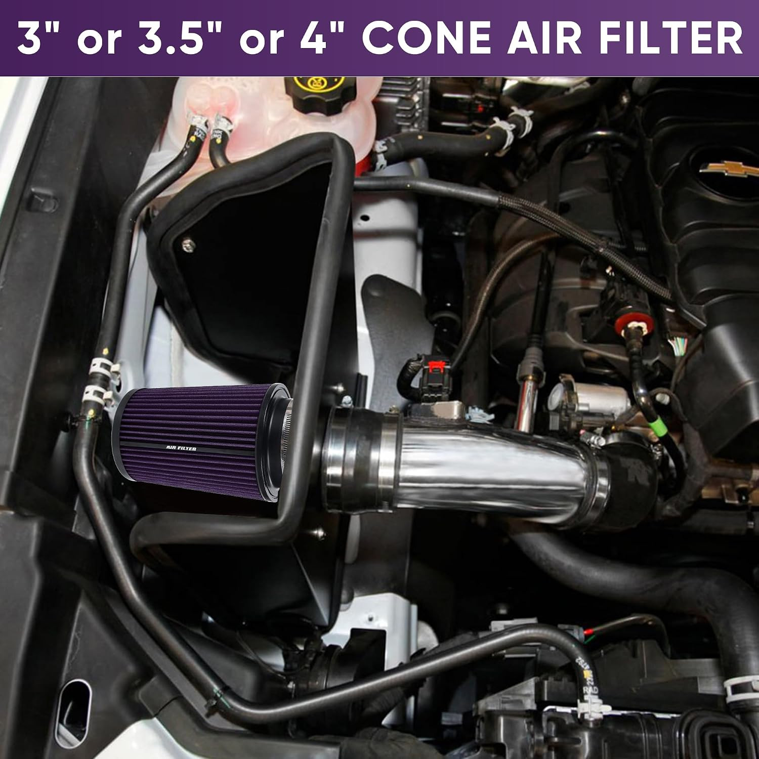 3 3.5 4 Inch Cold Air Intake Filter 76Mm 89Mm 101Mm High Performance Washable 3