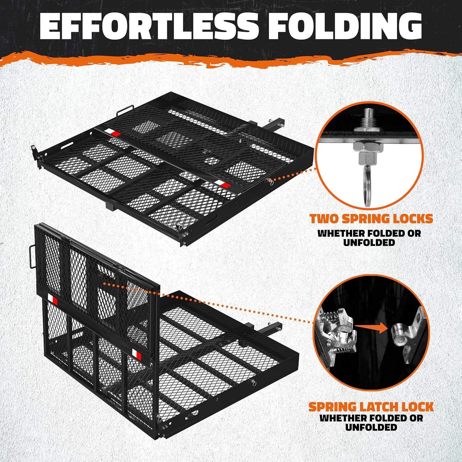 Mockins 40″x40″x4″ Square Trailer Hitch Cargo Carrier with Ramp | 500lbs Cap Ste
