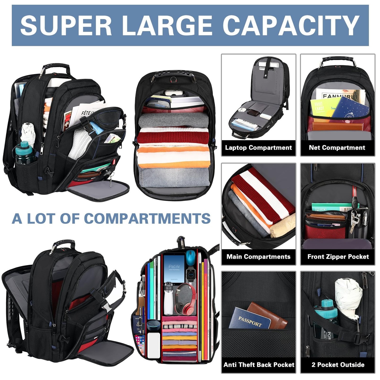 18.4 Inch Laptop Backpack,Extra Large Travel Backpack for Men Women,60L Big C…