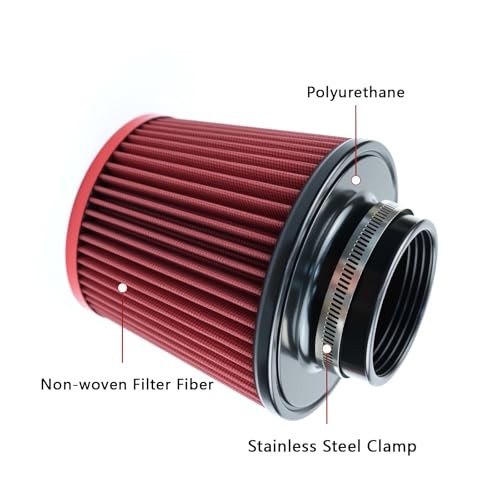Fiber 3″ Cold Air Intake Filter (RED, 3inch”7mm) 6