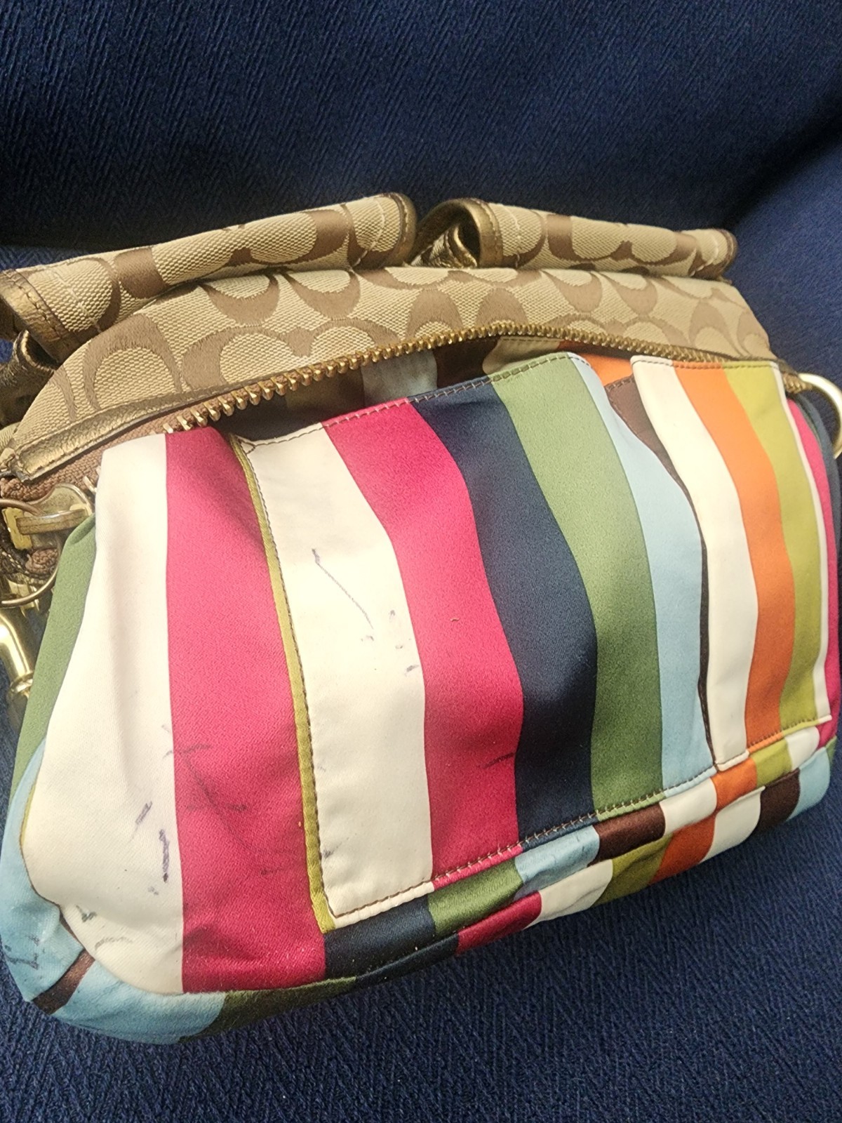 Vtg Rare Metallic Signature Coach Shoulder/Handbag Legacy