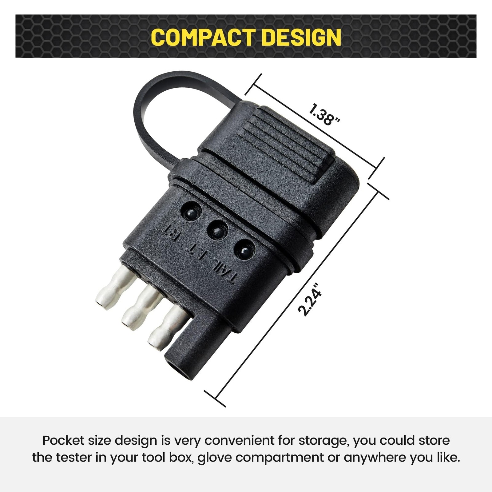 4-Way Flat Trailer Wiring Tester 4 Pin Male Female LED Indicators RV Hitch