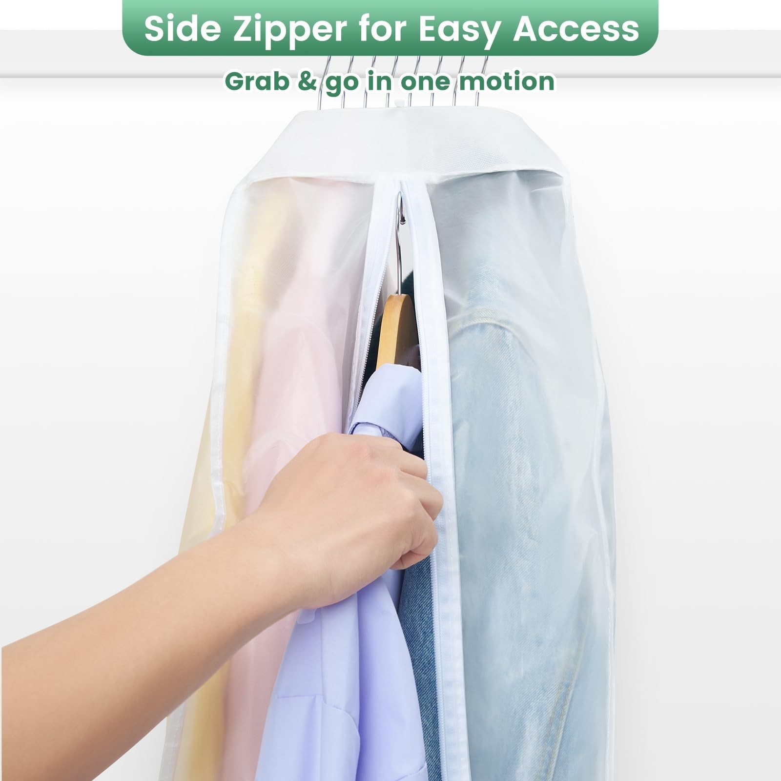 Carbrea 10″ Gusseted Garment Bags for Hanging Clothes – 3 Packs Translucent S…