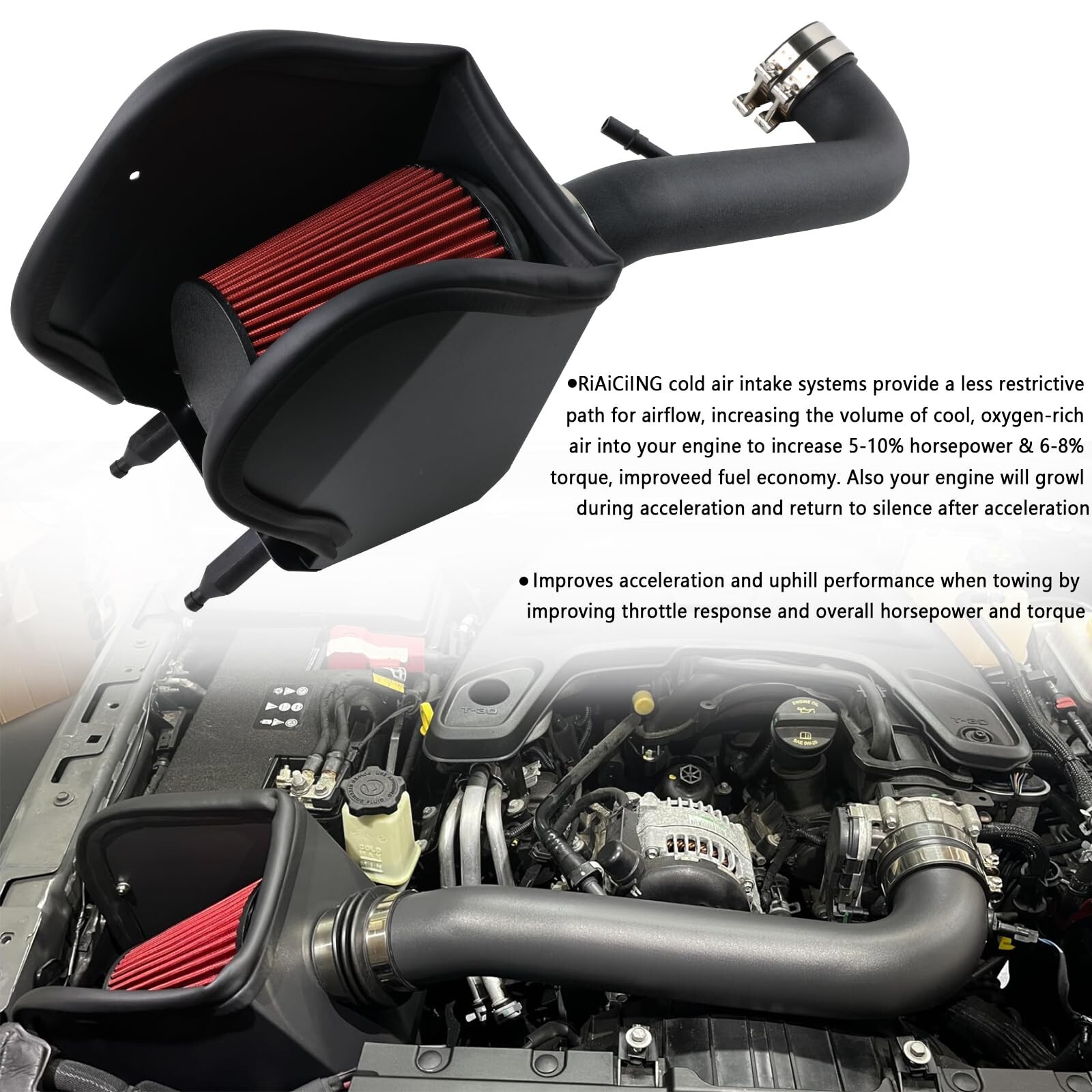 Cold Air Intake Kit with Heat Shield Compatible with 2018 2019 2020 2021 2022…