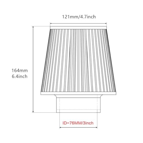 Fiber 3″ Cold Air Intake Filter (RED, 3inch”7mm) 6