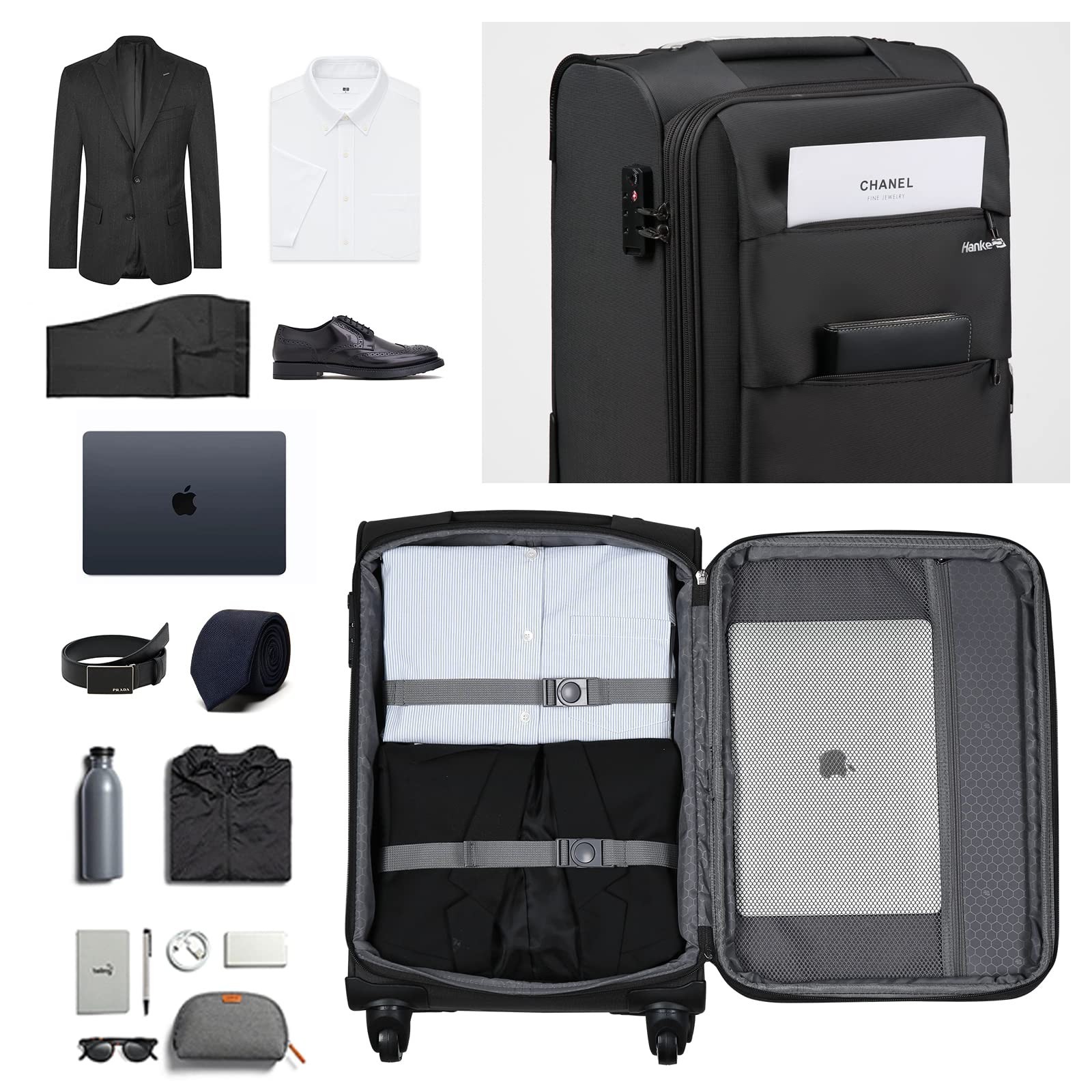 Hanke 24 Inch Expandable Luggage Large Suitcases with Wheels Softside Checked…
