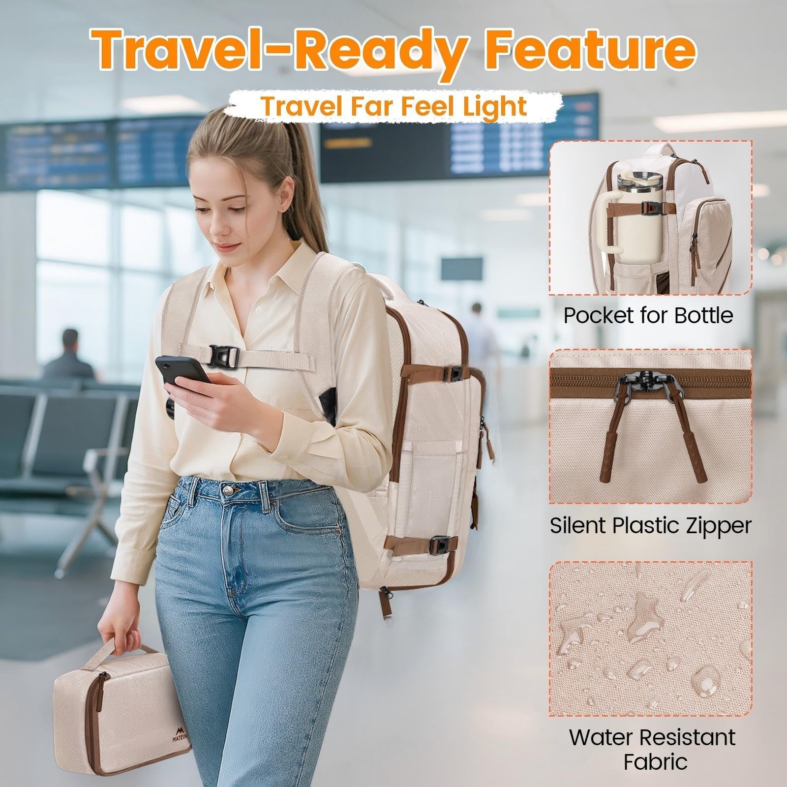 MATEIN Personal Item Travel Backpack for Women, Lightweight Airplane Carry on…