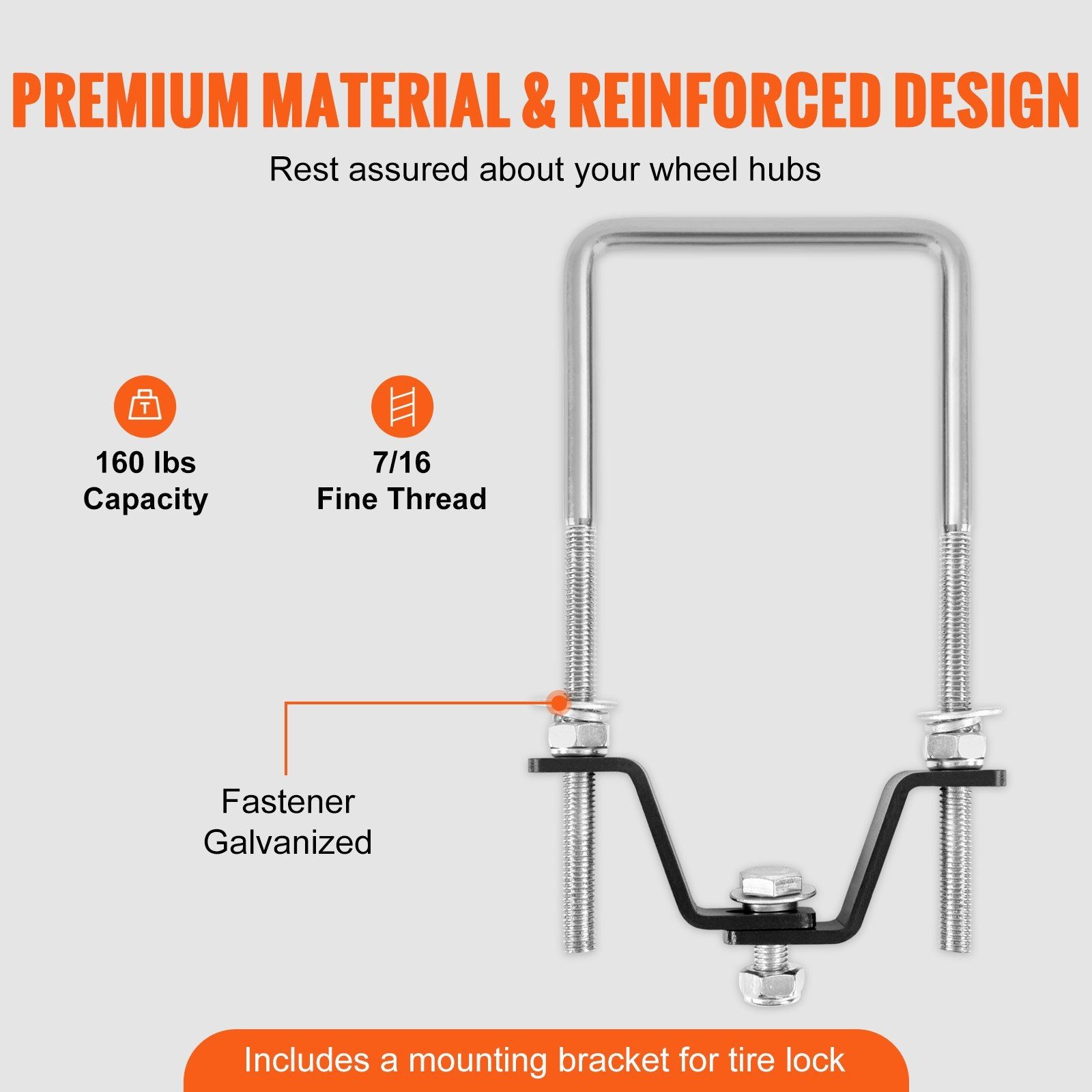 VEVOR Spare Tire Carrier, U-Bolt Zinc Plated Spare Tire Mount Bracket Side Mount
