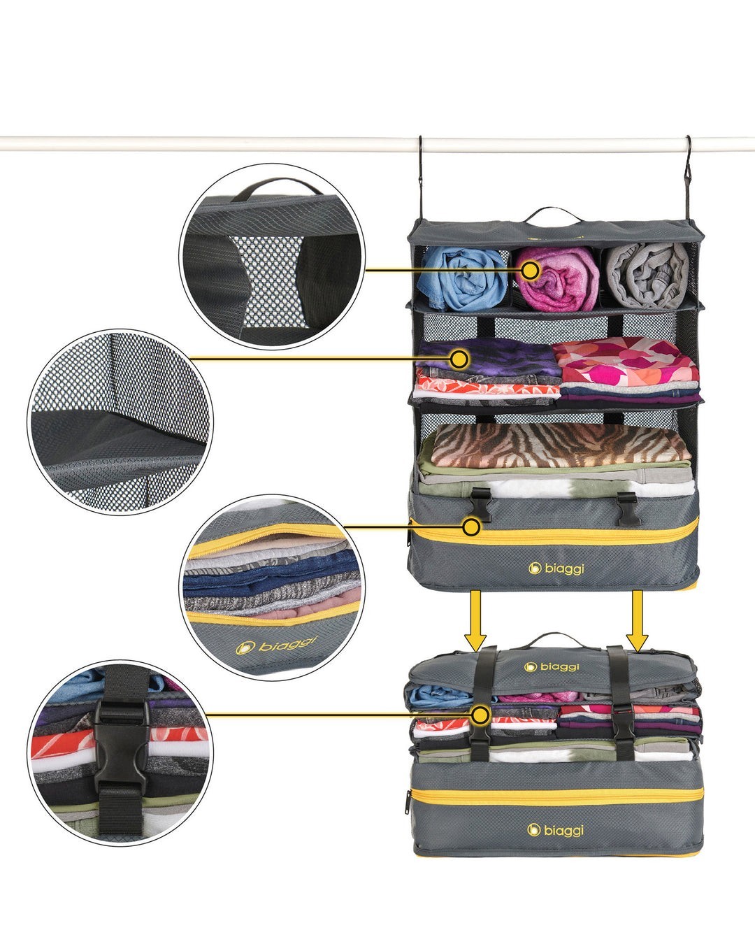 Biaggi hangmates Zip Cube Travel Packable Large