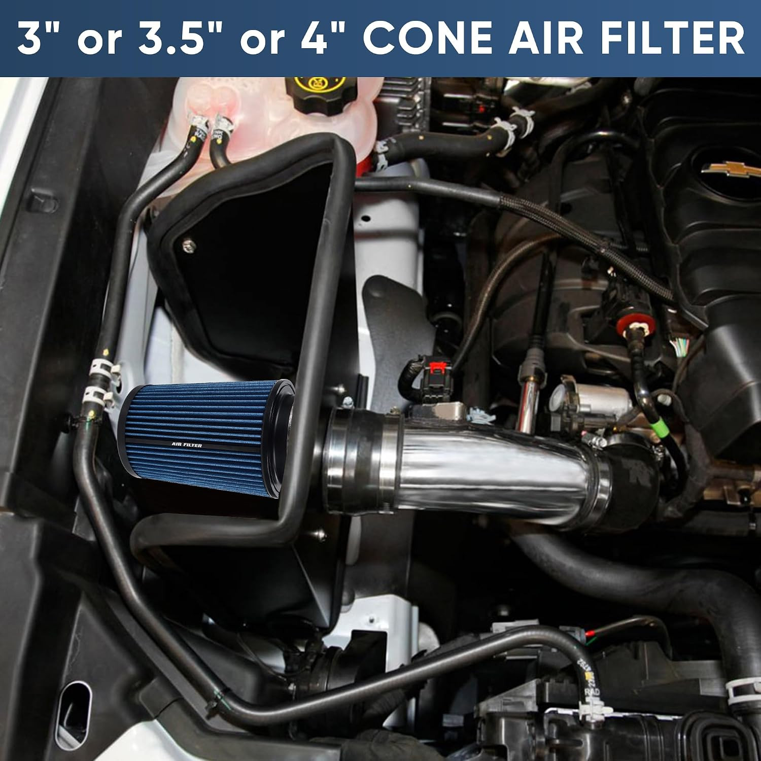 3 3.5 4 Inch Cold Air Intake Filter 76Mm 89Mm 101Mm High Performance Washable 3