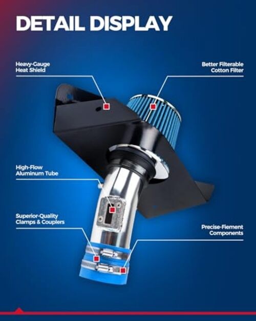 4 inch Cold Air Intake System Kit + Heat 1997-2003 F150/250 4.6/5.4L Blue