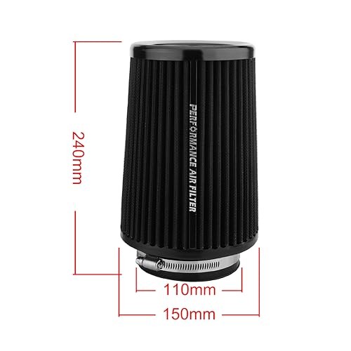 3 3.5 4 inch Universal Cold Air Intake Filter 76mm 89mm 101mm Black