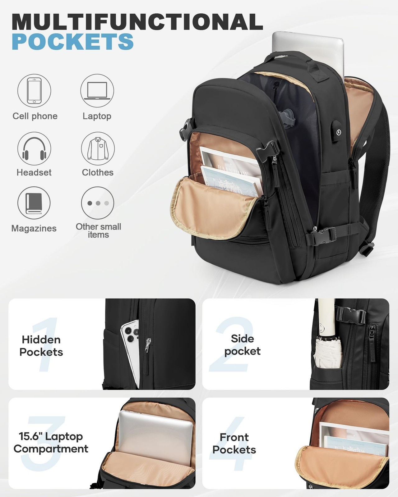 coofay Vacuum Backpack Travel with Pump Vacpack Backpack with Vacuum System T…