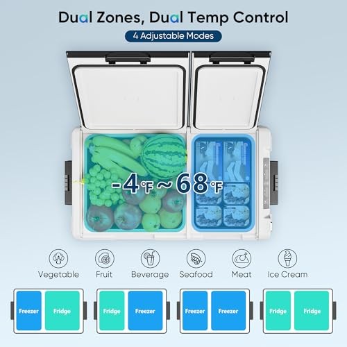 12 Volt Refrigerator Car Fridge – 40QT(38L) Dual Zone Electric Cooler, Car Refri
