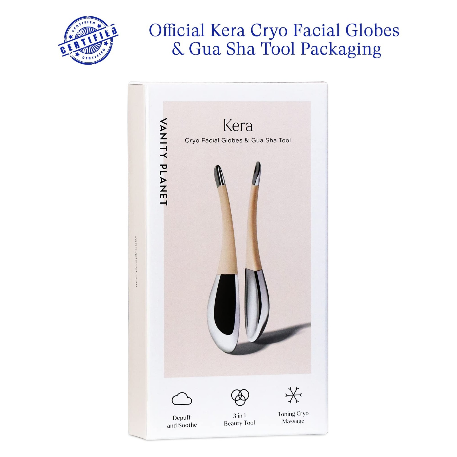 Vanity Planet Kera, 3-In-1 Cryotherapy Facial Globes and Gua Sha Beauty Tool …