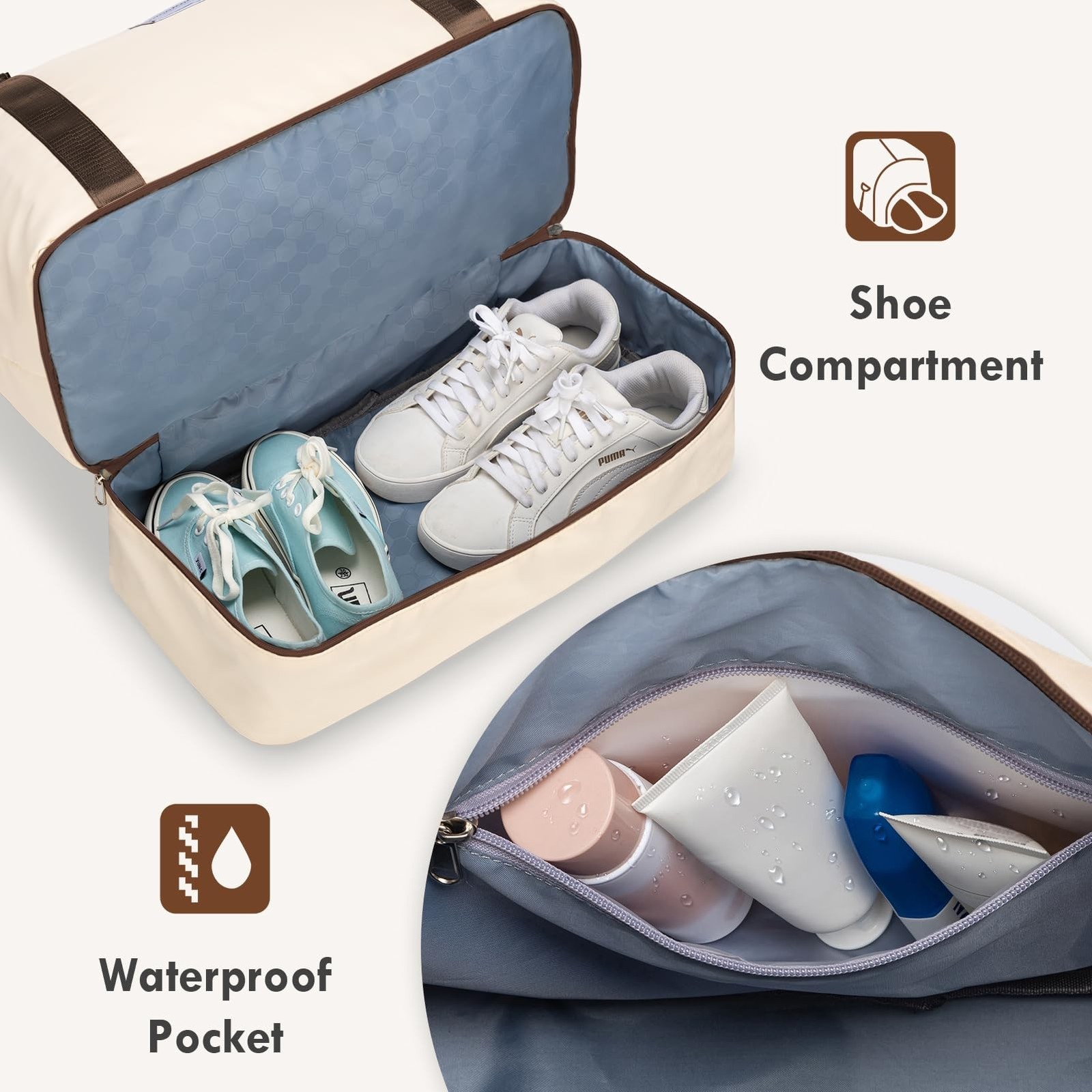 WOOMADA Weekender Overnight Bag for Women, Carry on Shoulder Travel Duffel wi…