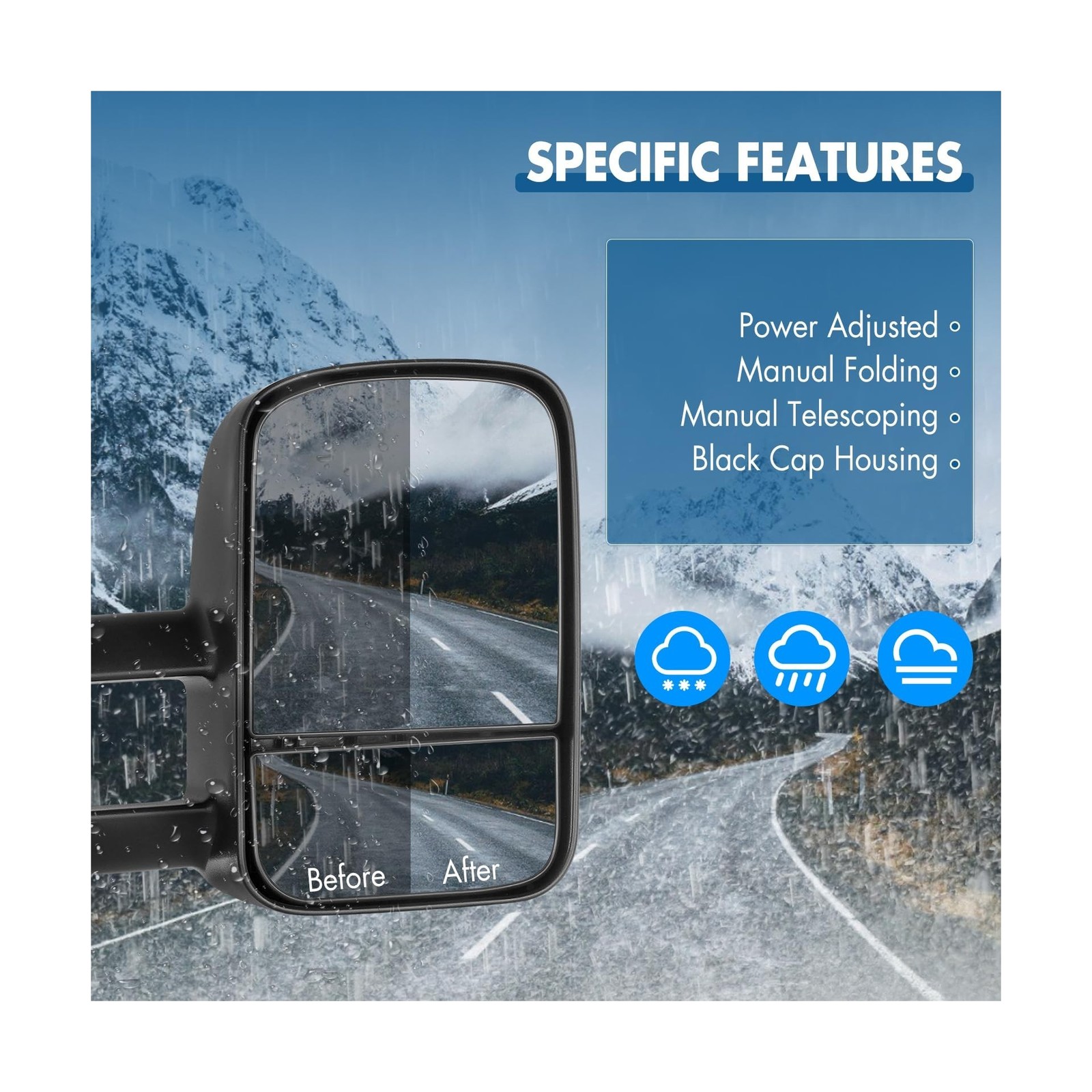 Tow Mirrors Towing Mirrors Fit for 1997-2003 for Ford for F150 Standard Exten…