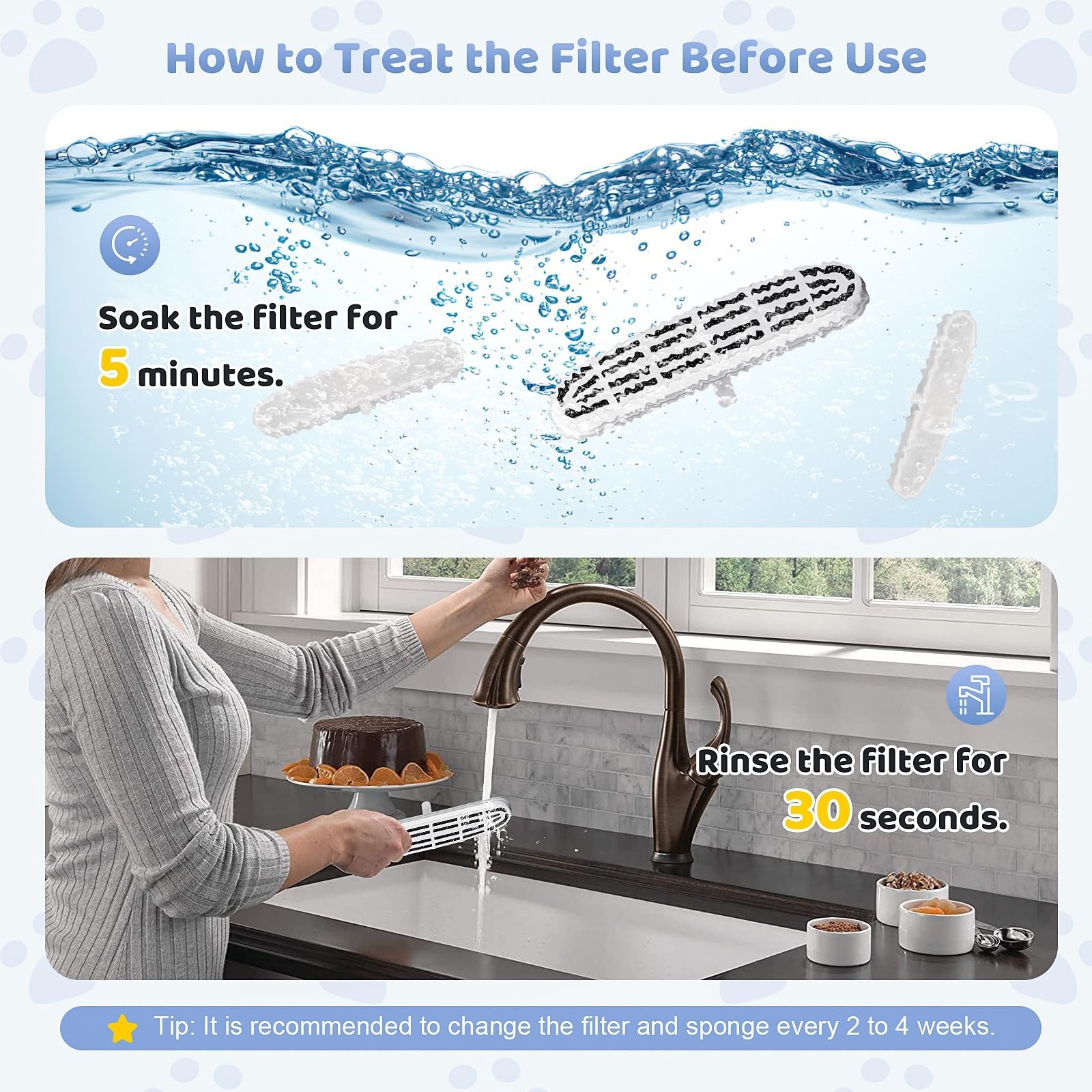 12+12 Replacement Filter & Sponge for OPOWO FT999 Cat Fountain (3.2L/108oz) |…