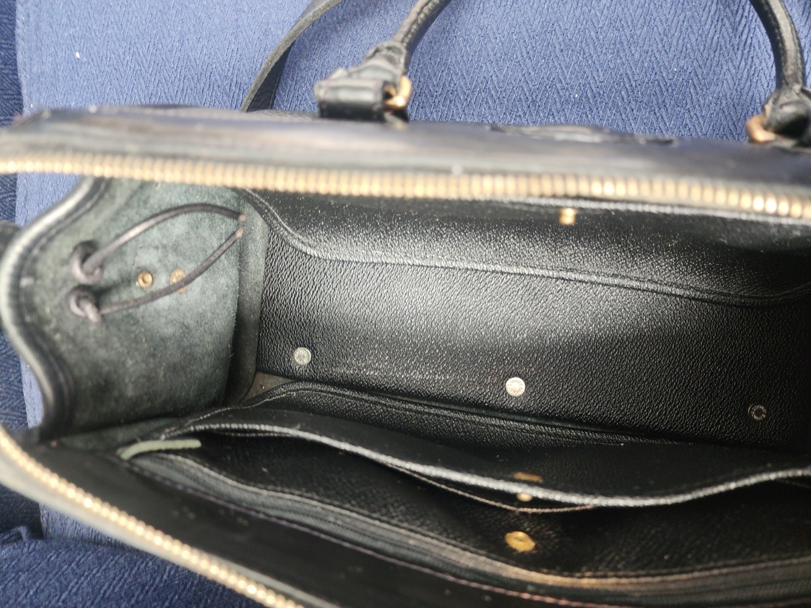 Dooney & Bourke Black Pebbled Satchel Bag with Detachable Strap, Zipper, Logo