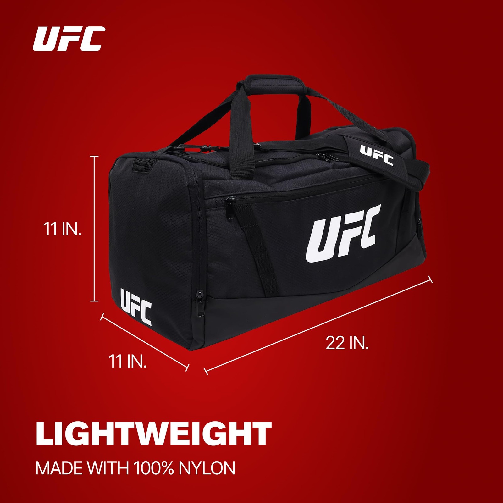 UFC Gym Bag, 22 Inch Carry On Large Travel Duffel Bag for Men and Women, Shoe…